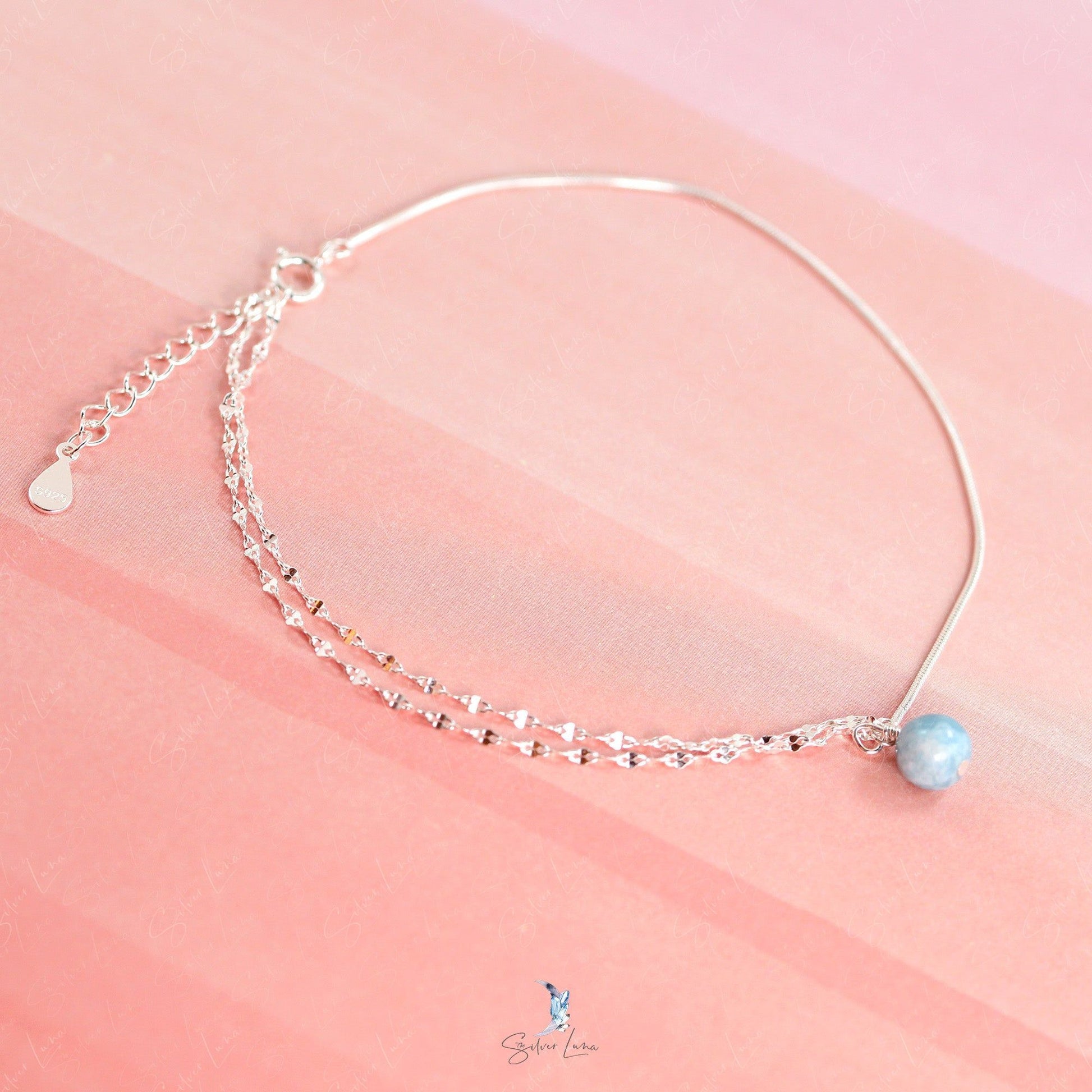 Larimar sterling silver anklet