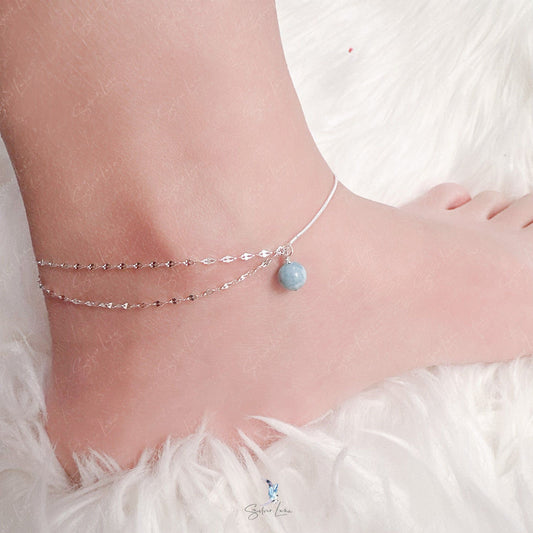 Larimar sterling silver anklet