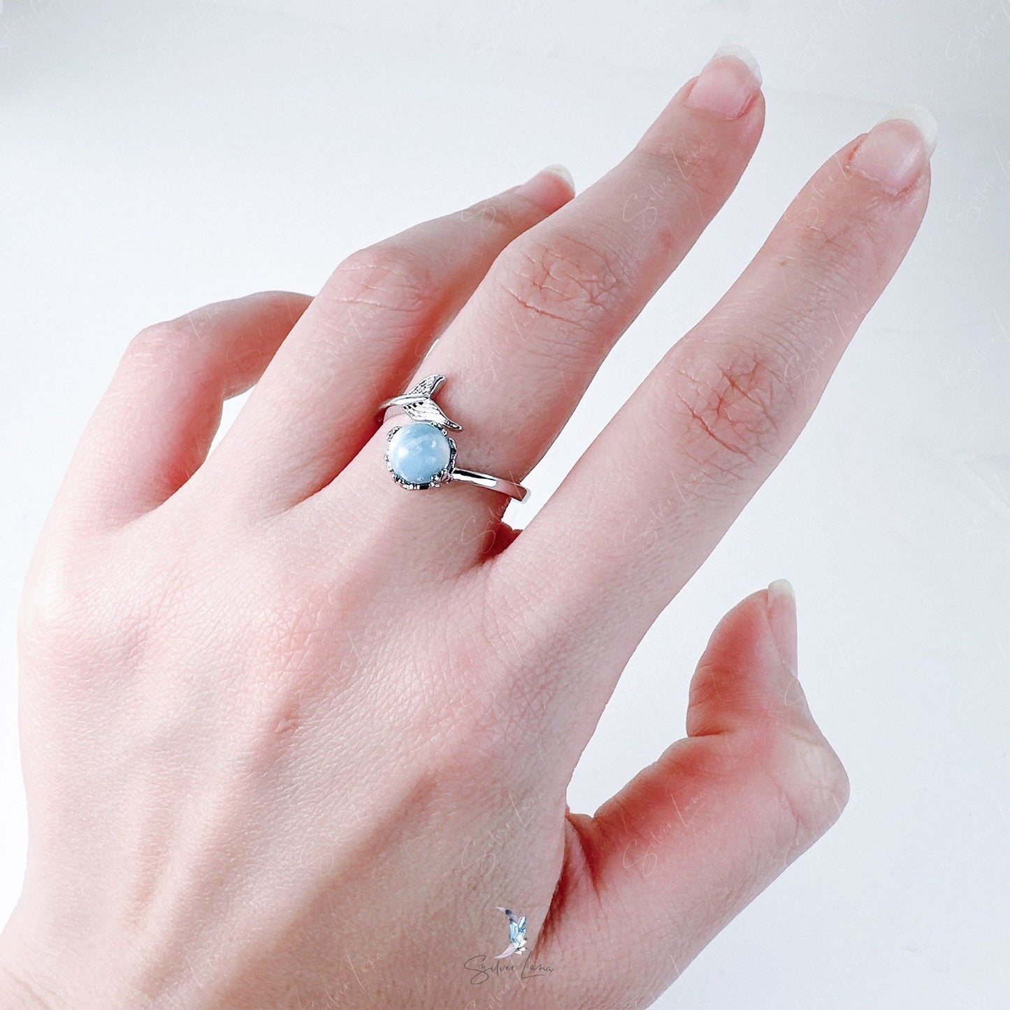 Larimar mermaid silver ring