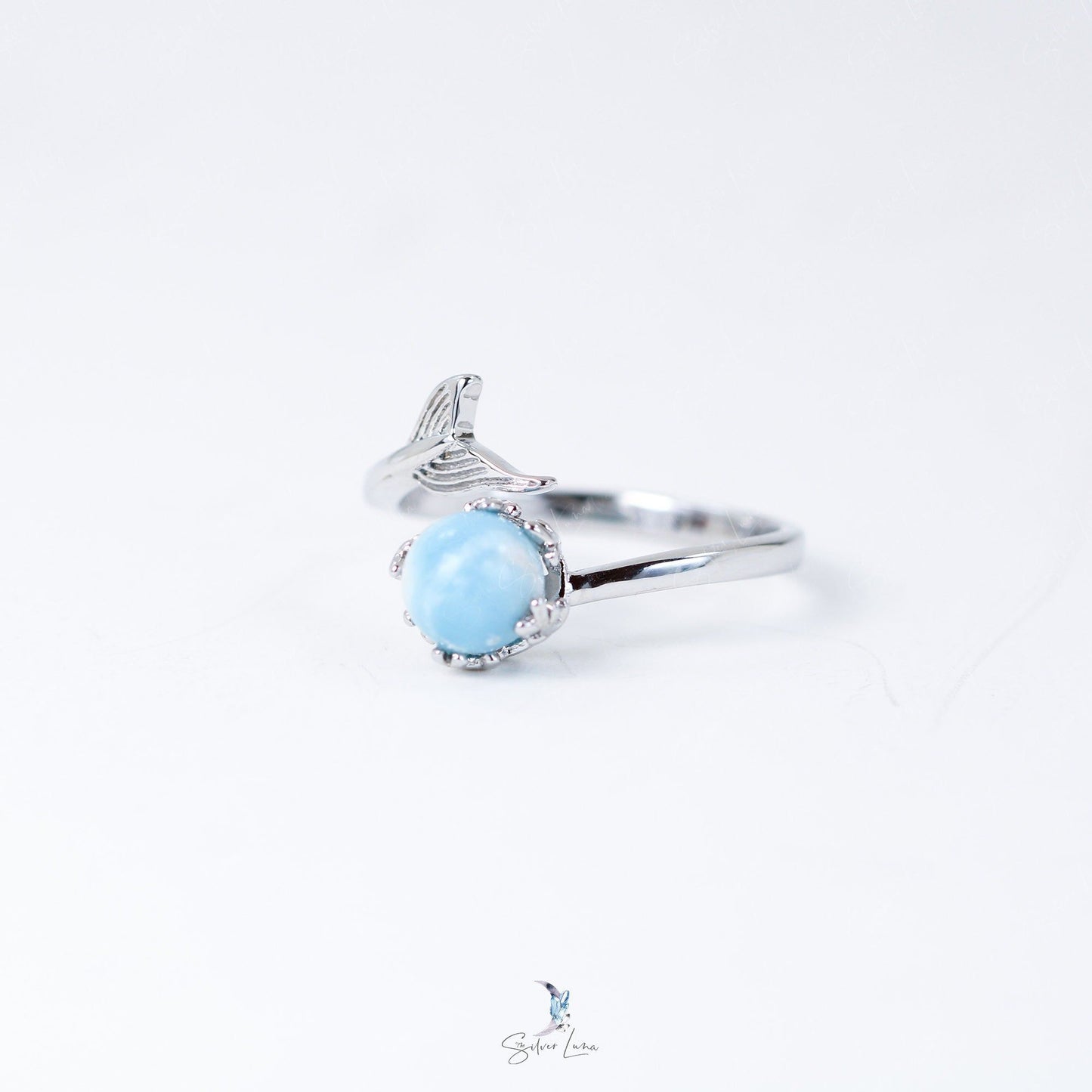 Larimar mermaid silver ring
