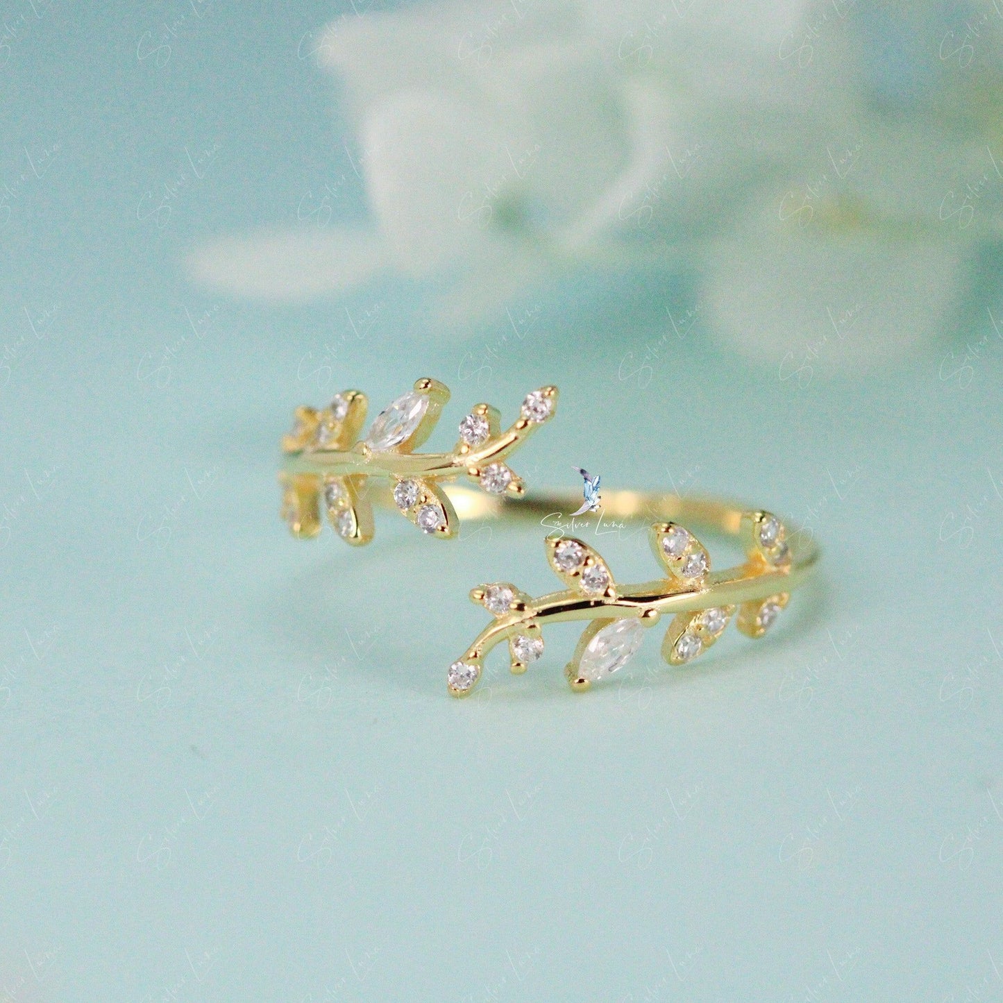 leave wrap silver ring