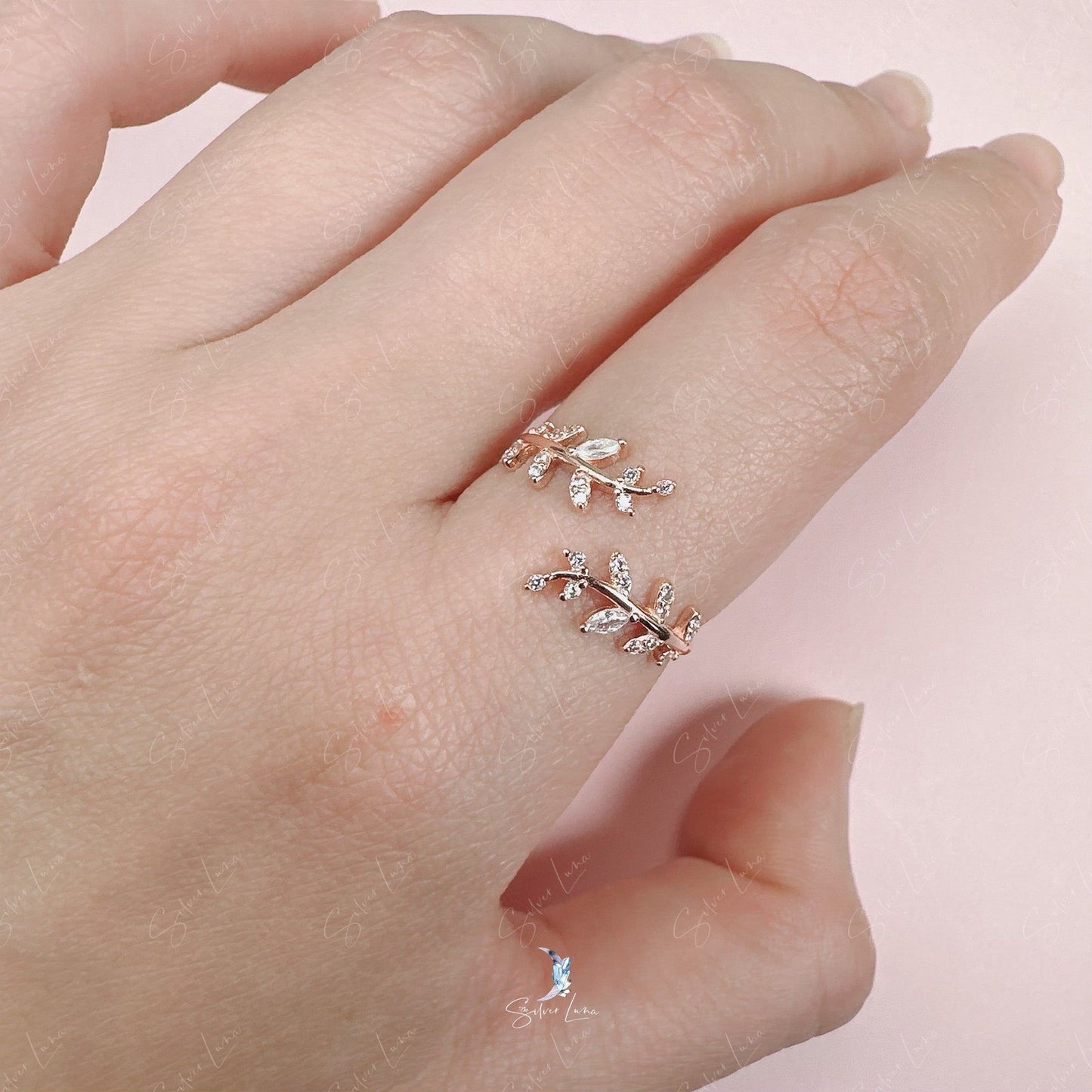 leave wrap silver ring