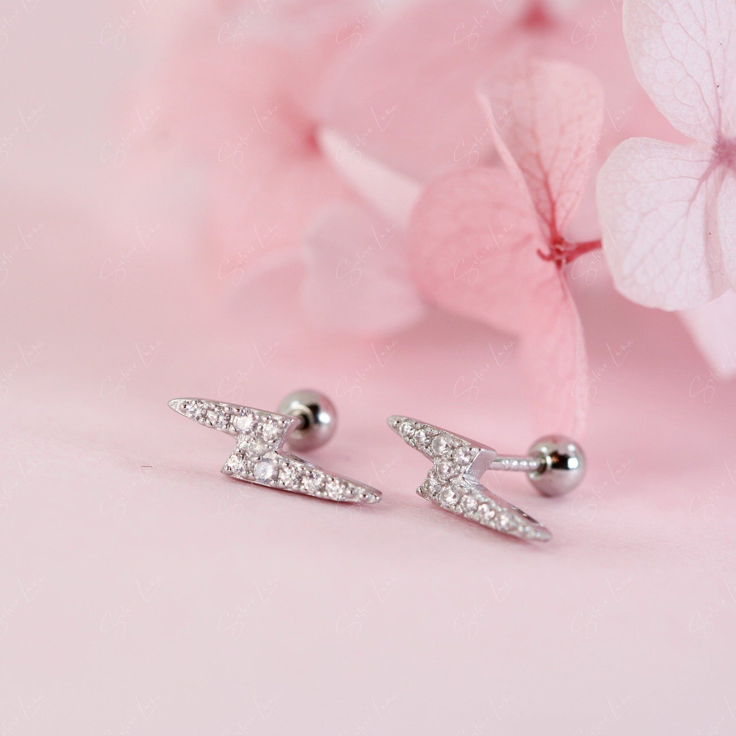 Dazzling lightning screw back stud earrings