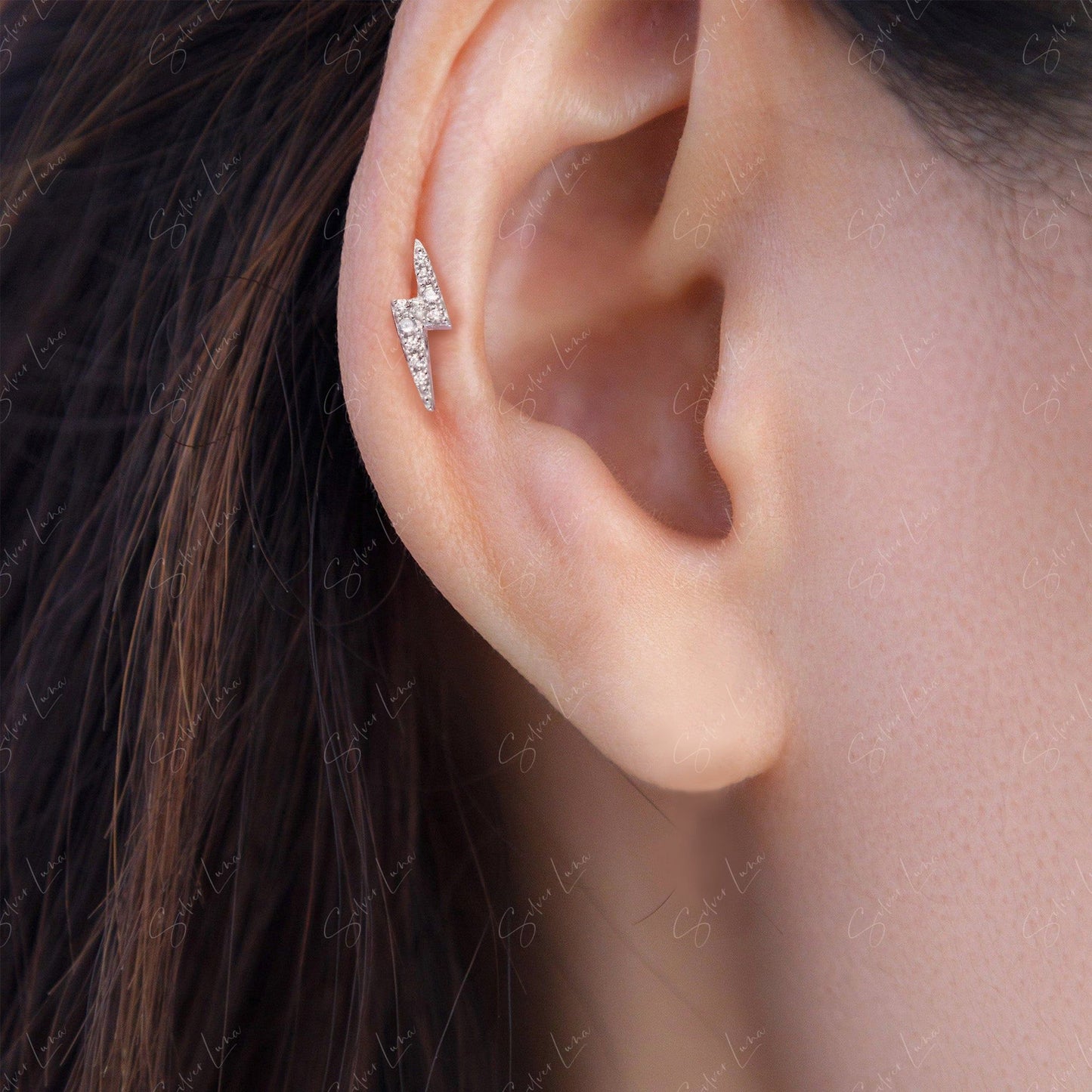 Dazzling lightning screw back stud earrings