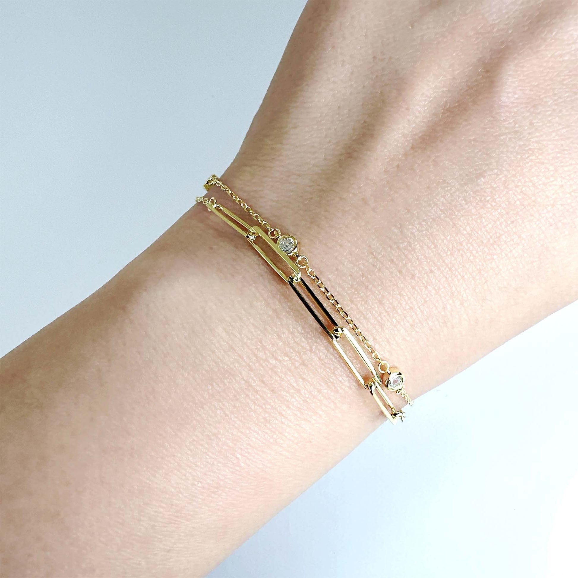 double layer link chain bracelet