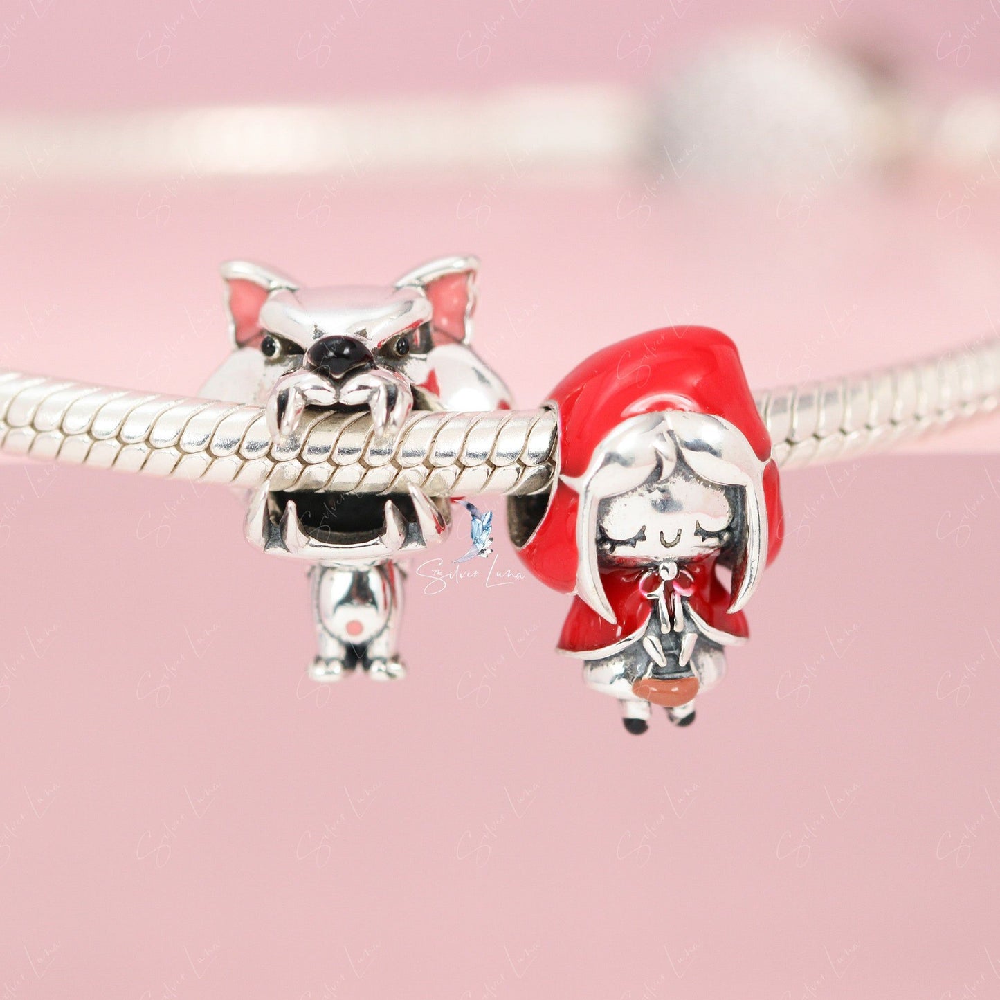 wolf and little Red riding hood charm