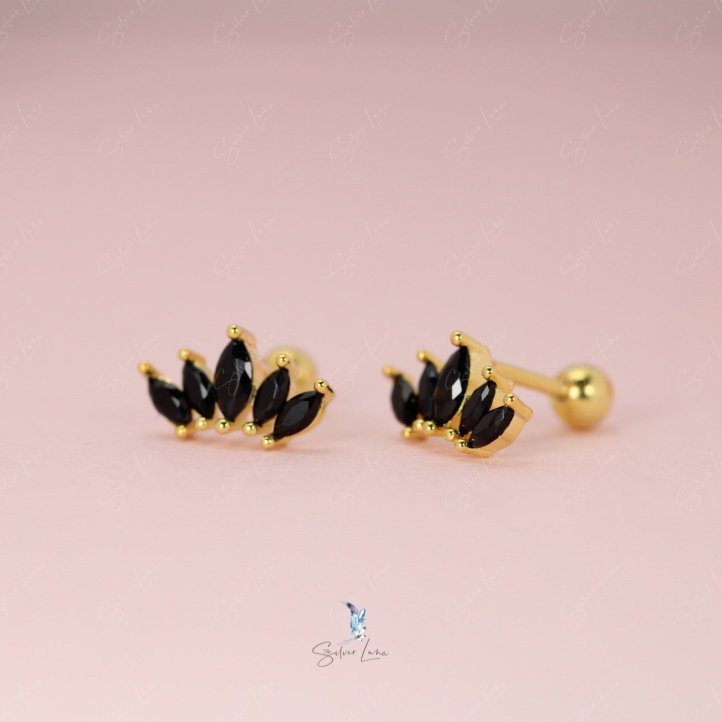 black lotus screw back earrings
