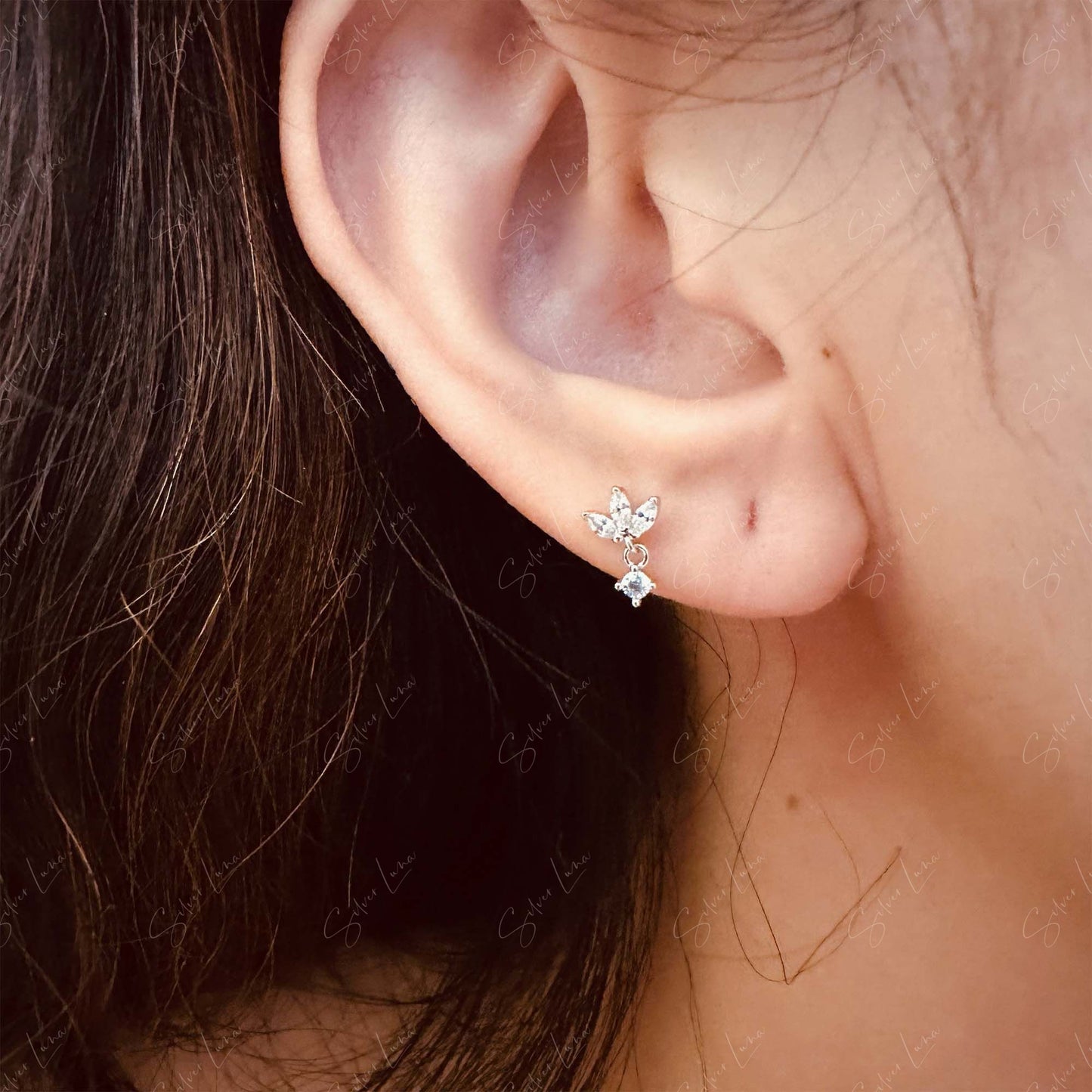 cubic zirconia sterling silver stud earrings