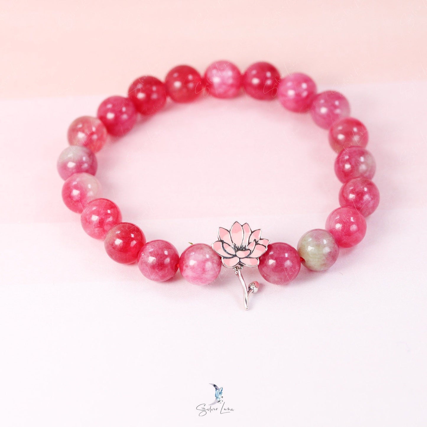 lotus flower tourmaline beaded bracelet