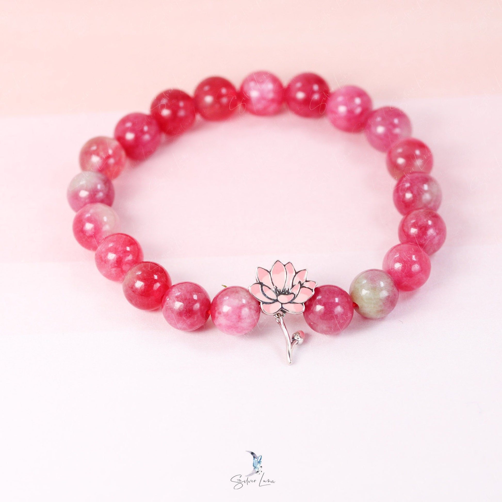 lotus flower tourmaline beaded bracelet