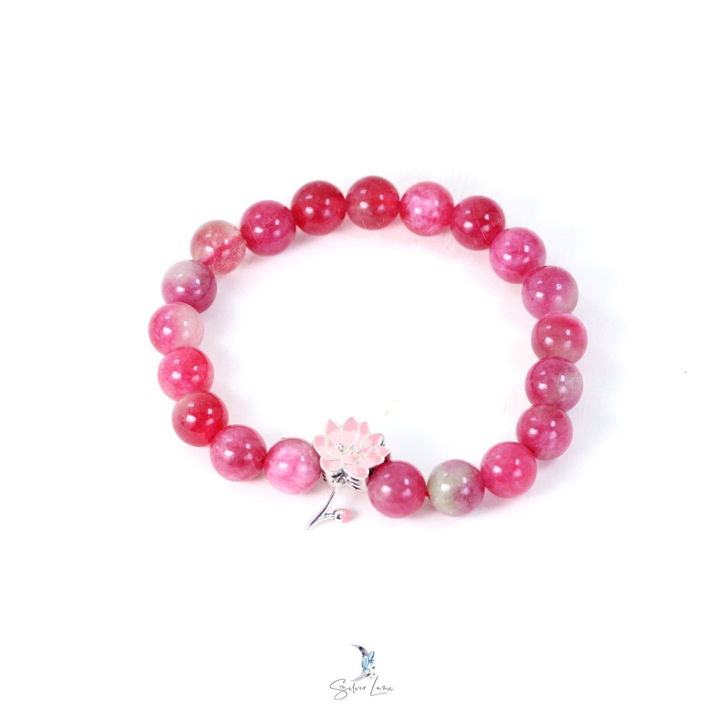 lotus flower tourmaline beaded bracelet