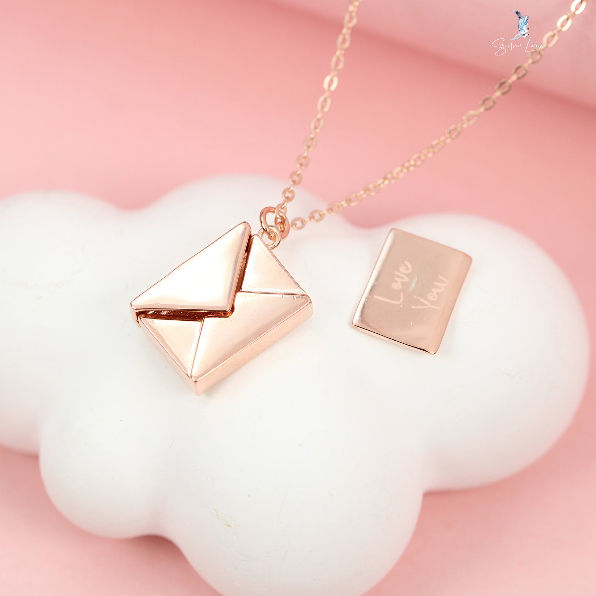 Valentine love letter silver pendant
