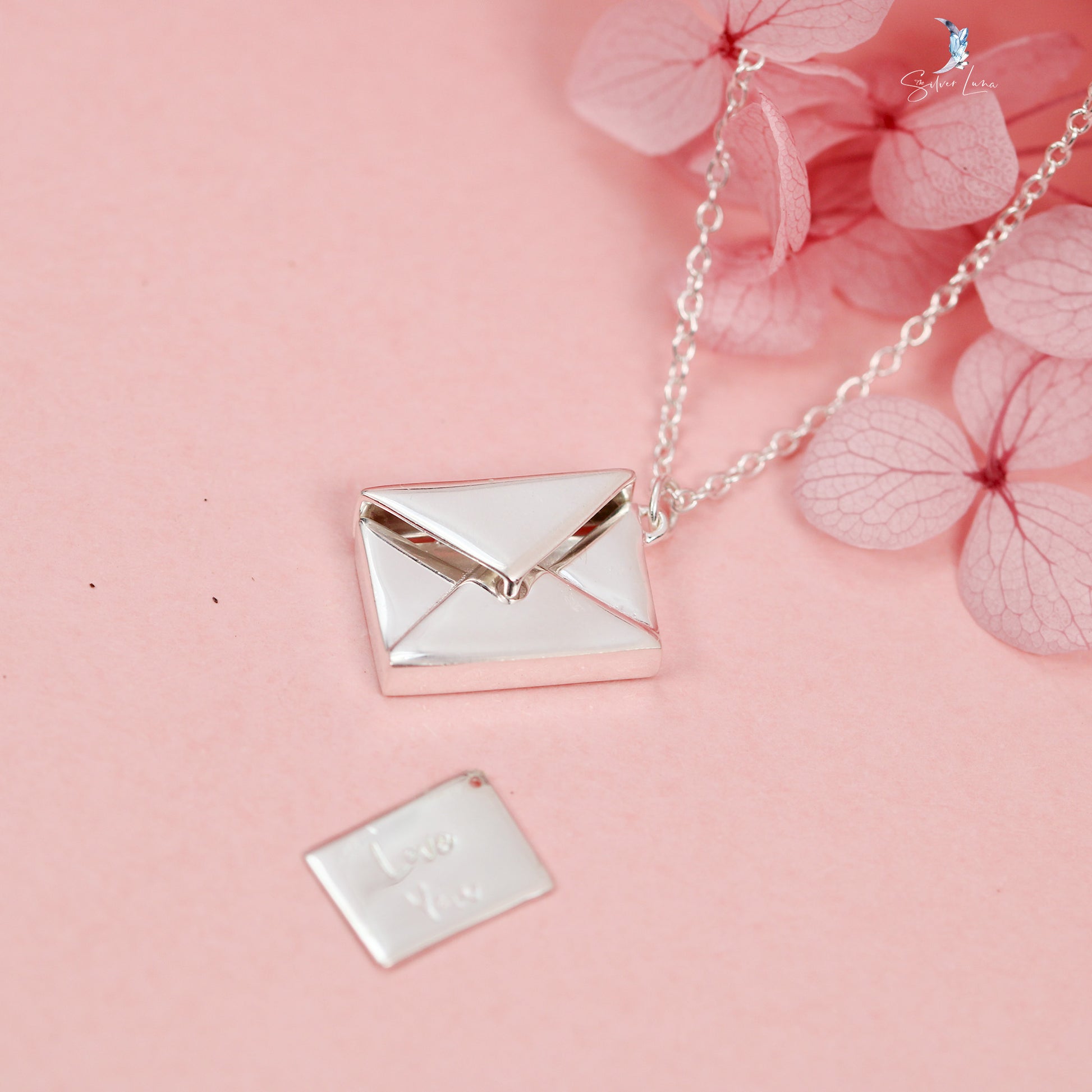 Valentine love letter silver pendant
