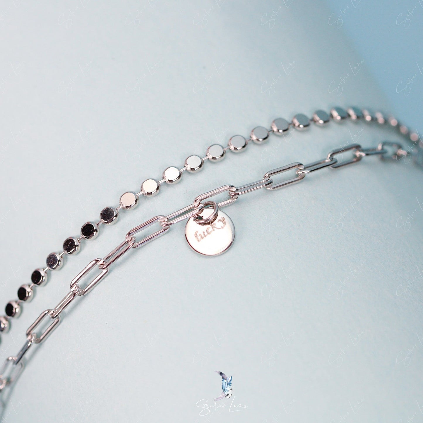 Lucky charm double layer bracelet in sterling silver