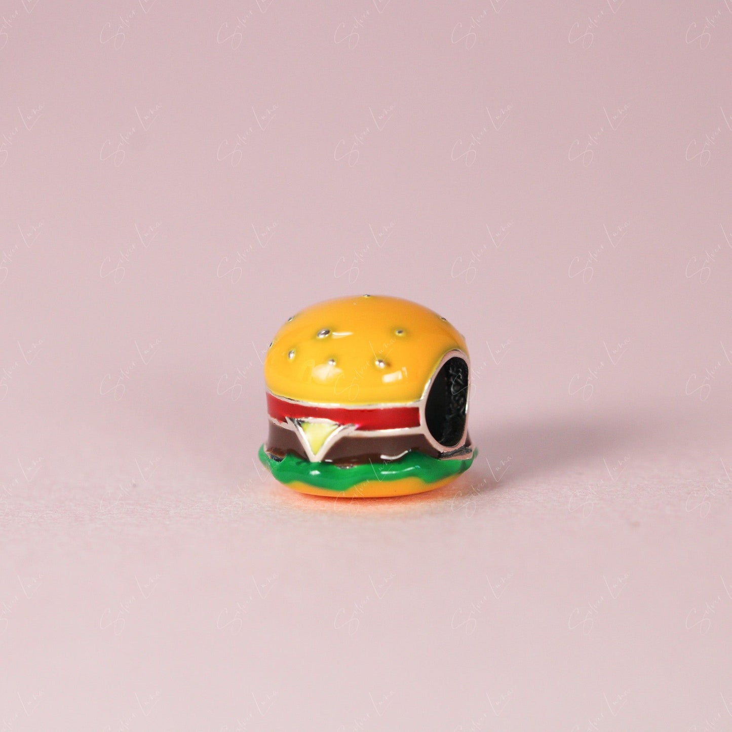 silver burger charm