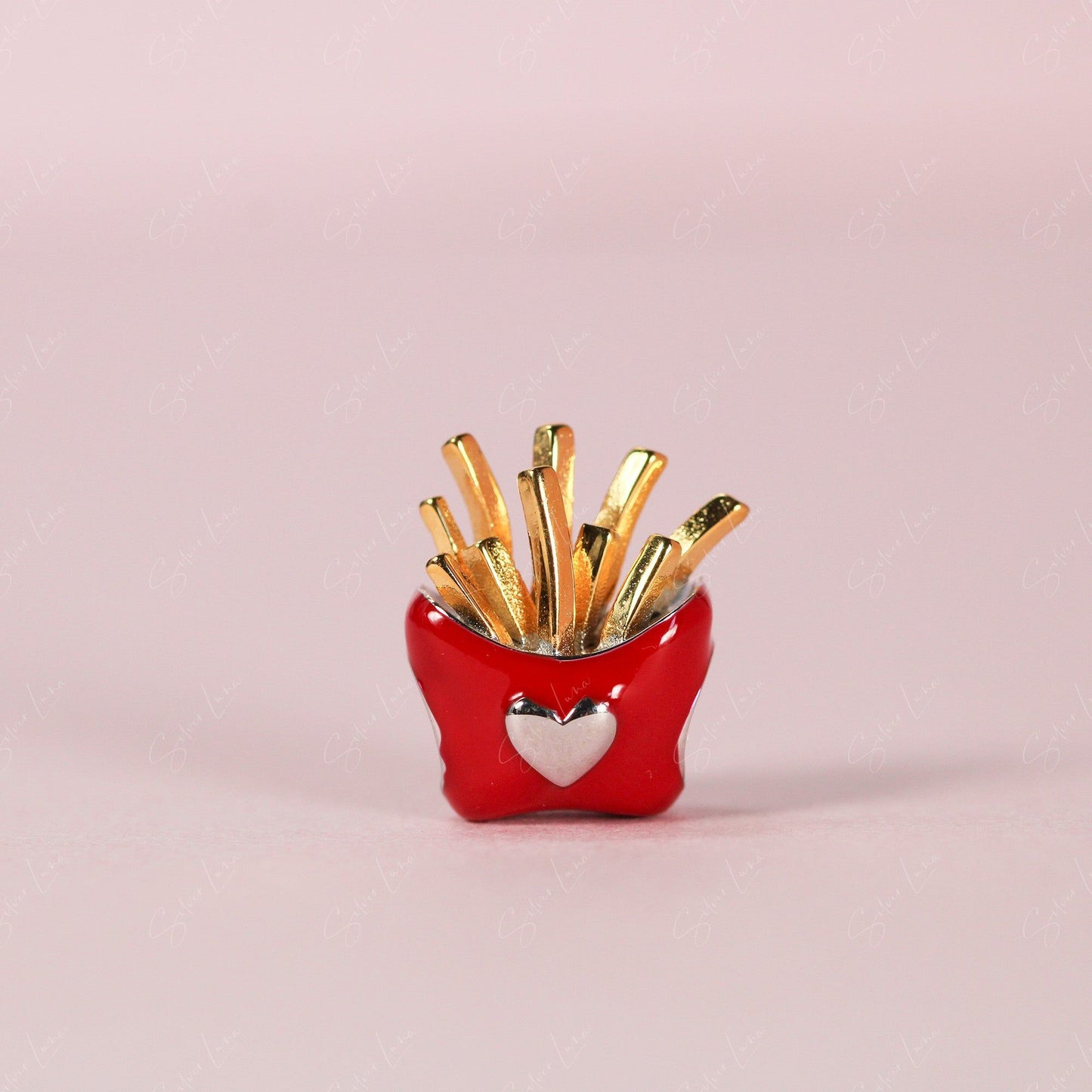 Hamburger, French fries, soda sterling silver bead charm