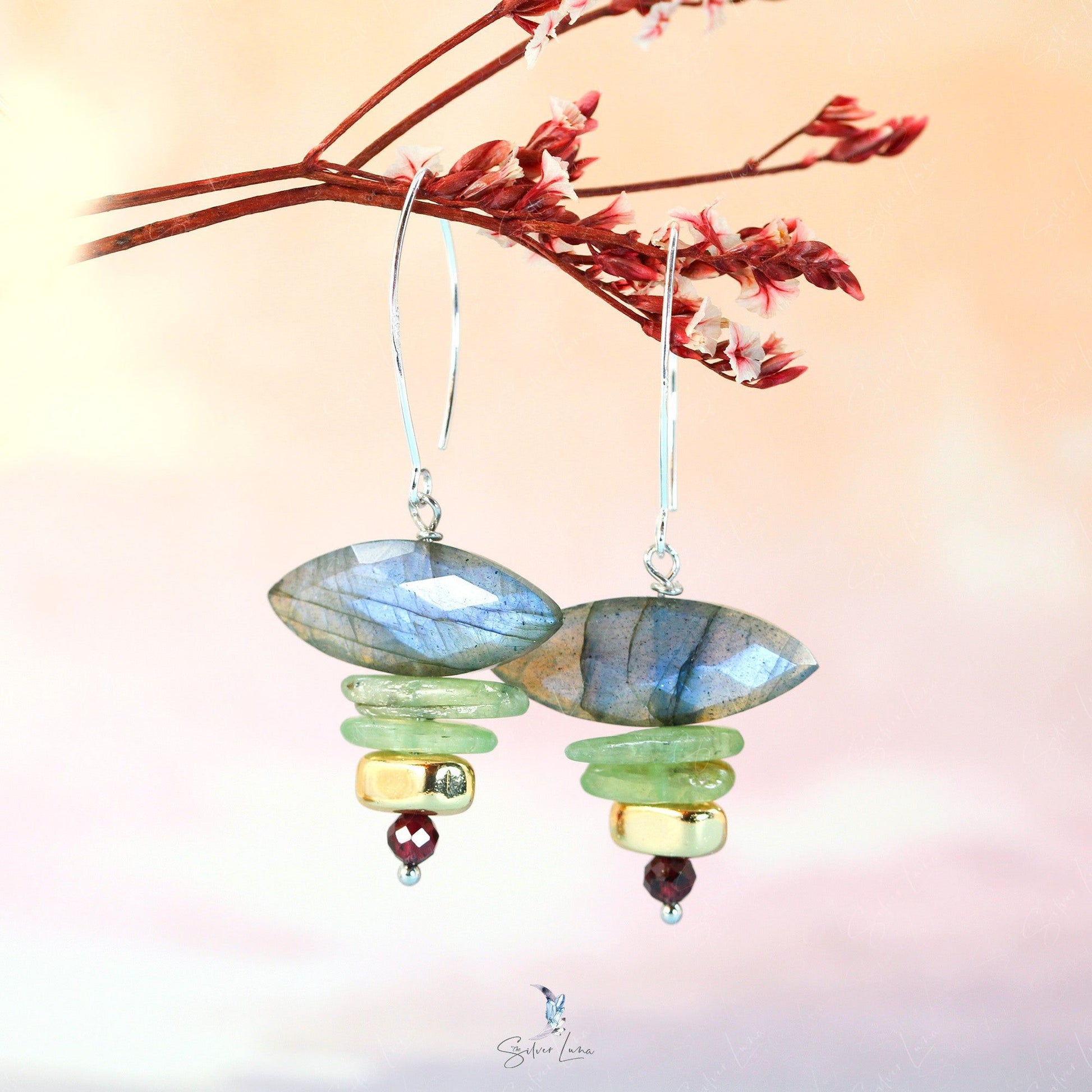marquise Labradorite dangle drop earrings