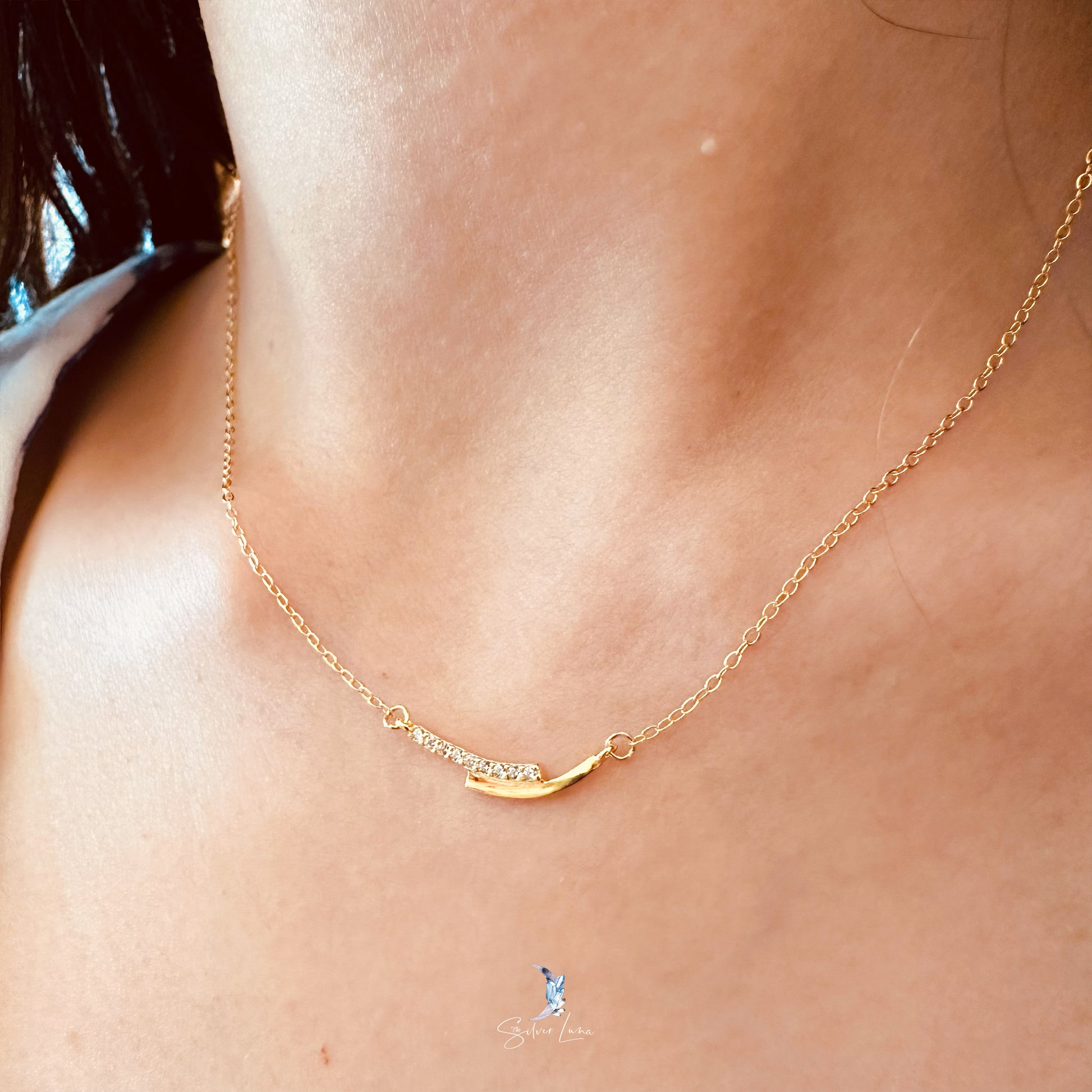 minimalist bar pendant necklace