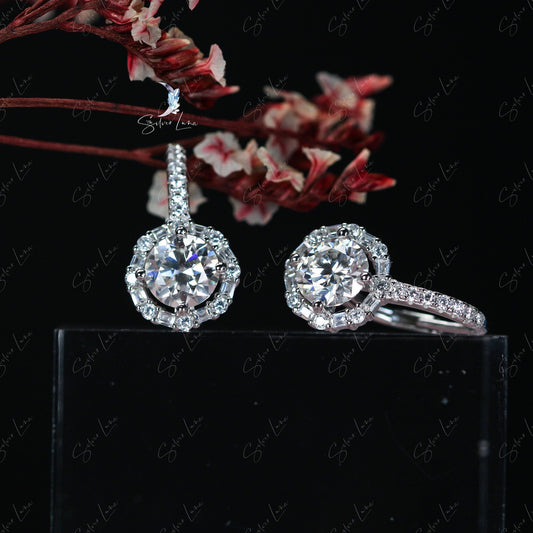 halo moisanite latch back earrings
