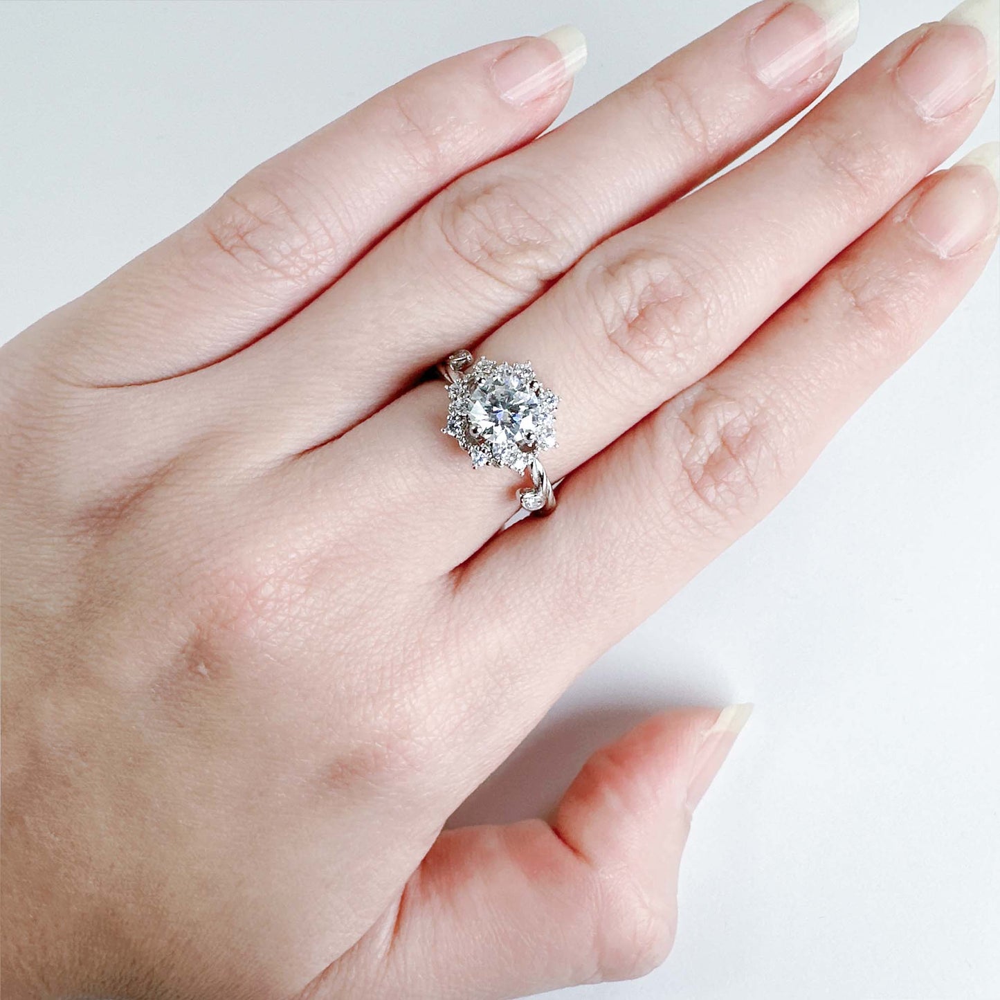 Moissanite flower ring