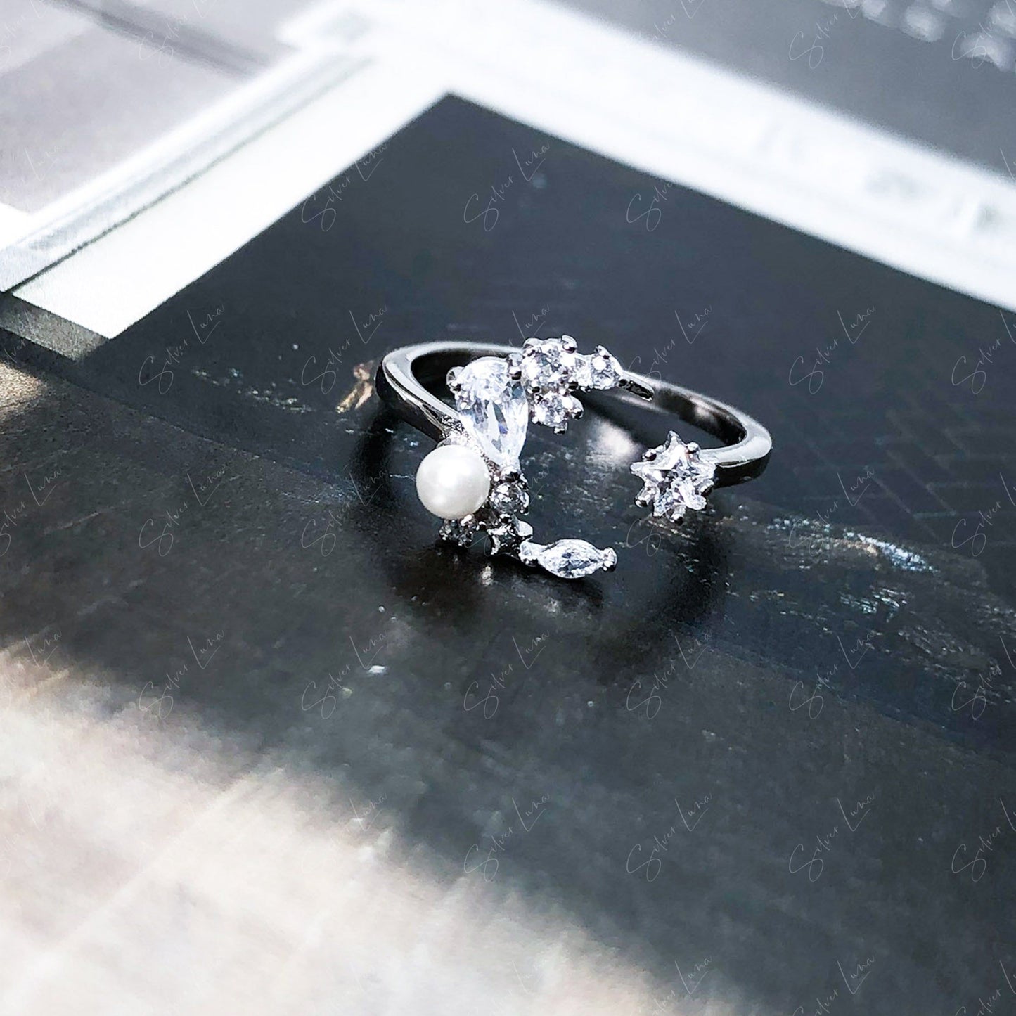 moon silver ring