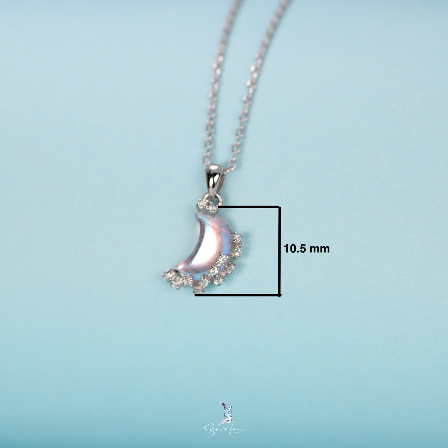 Synthetic moonstone sterling silver pendant necklace