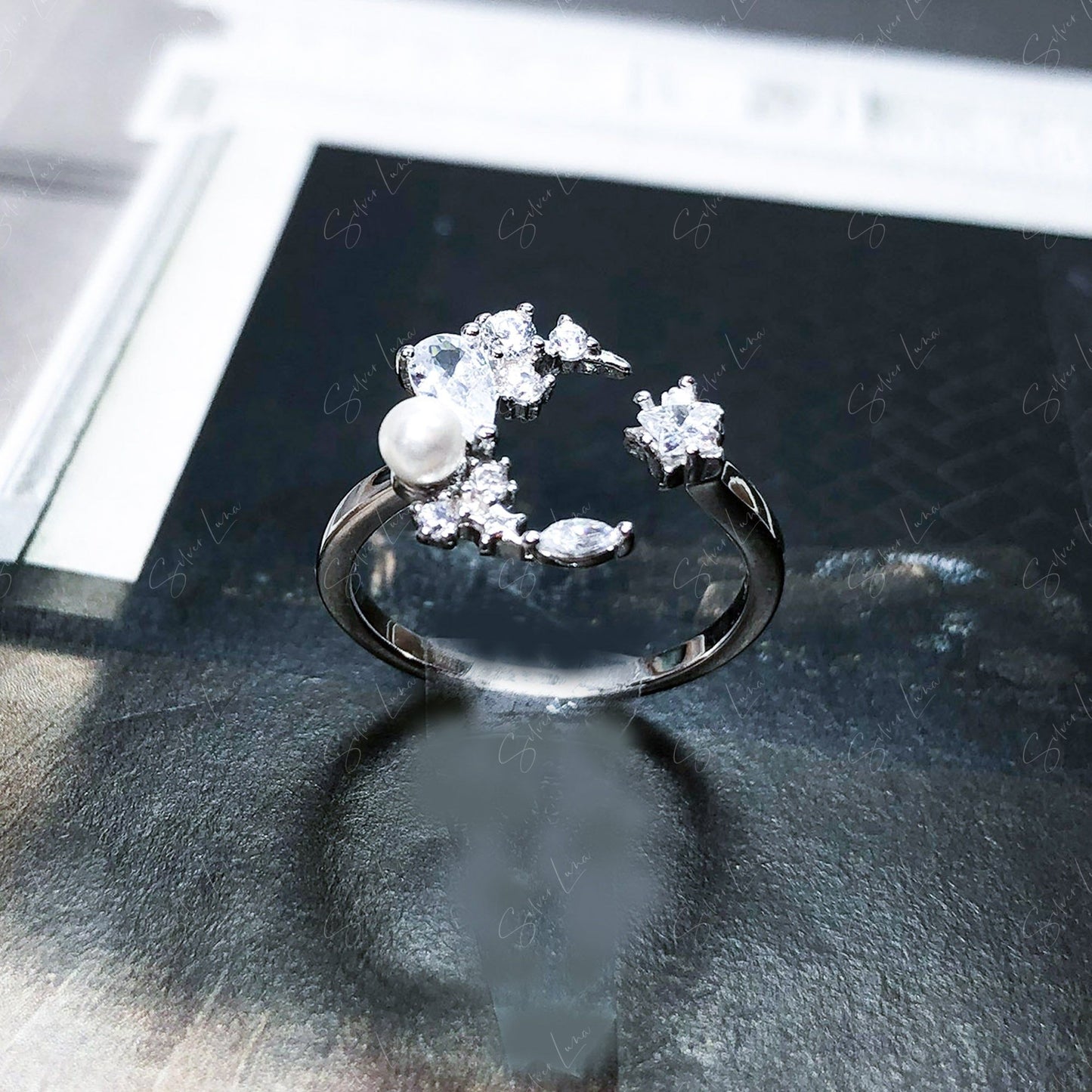 moon silver ring