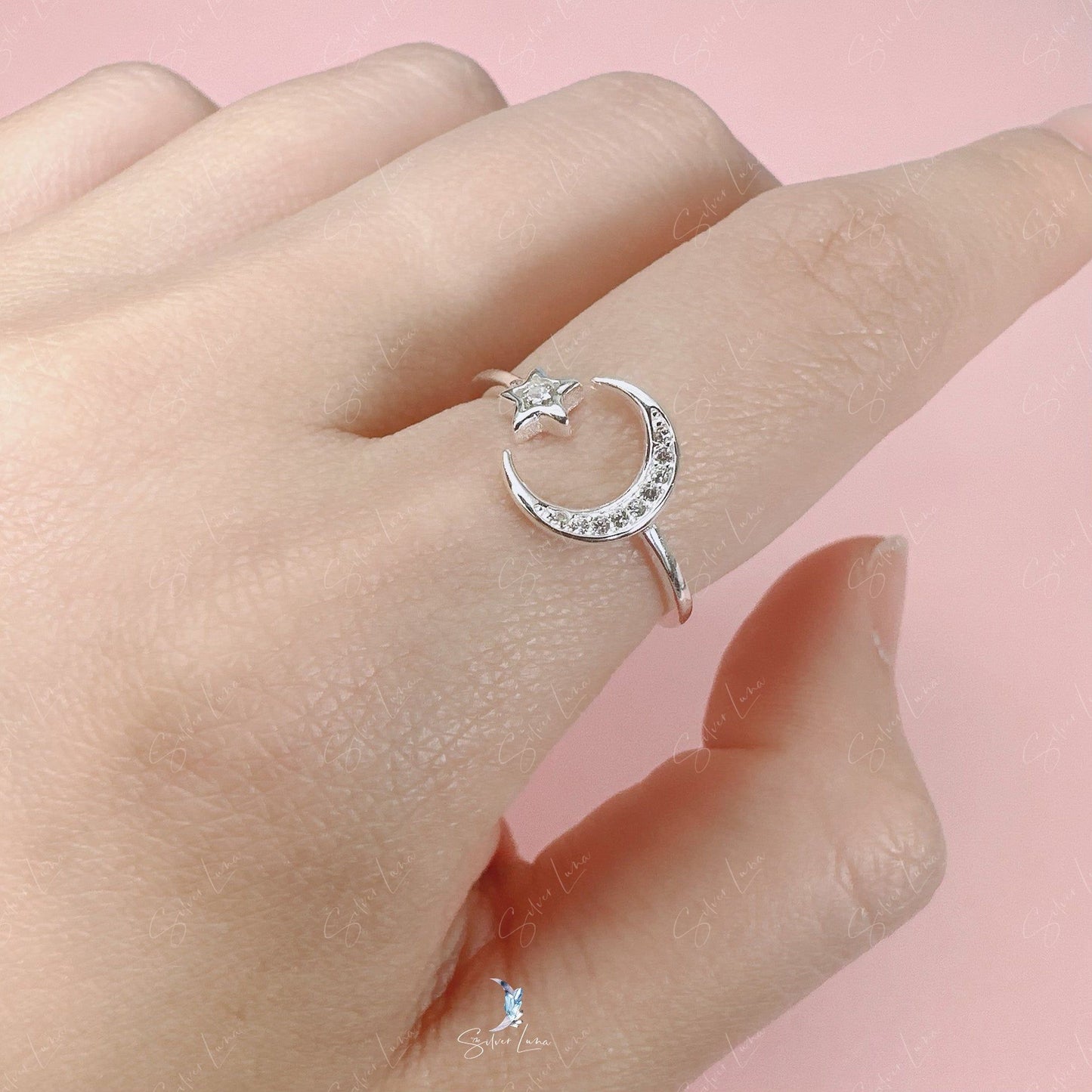 moon star adjustable ring