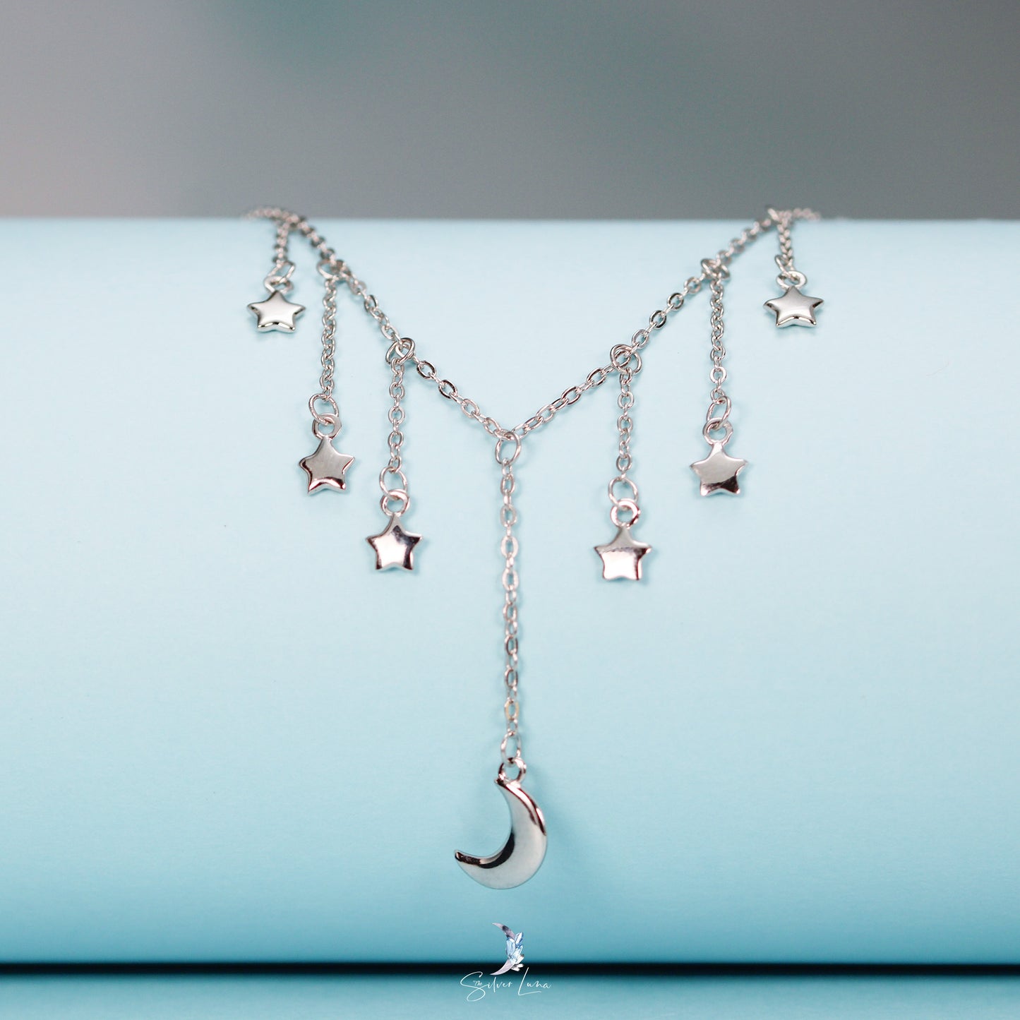 moon star sterling silver choker
