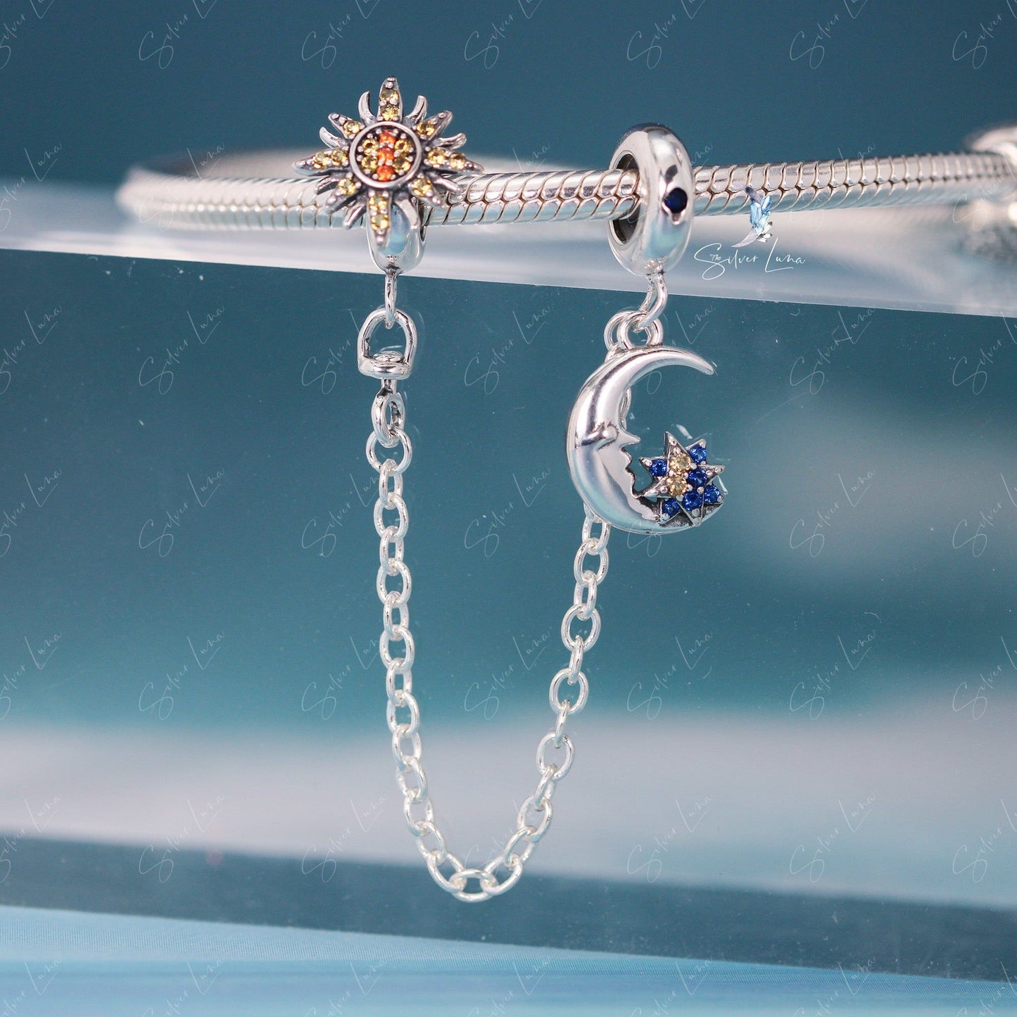 sun and moon safety chain for bracelet