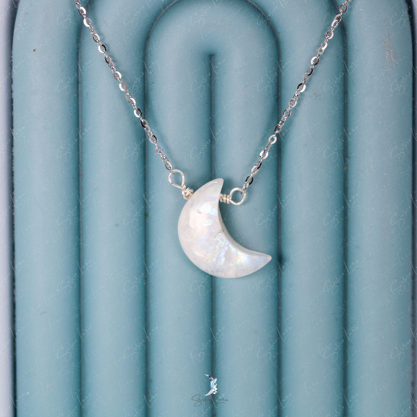 rainbow moonstone sterling silver pendant necklace