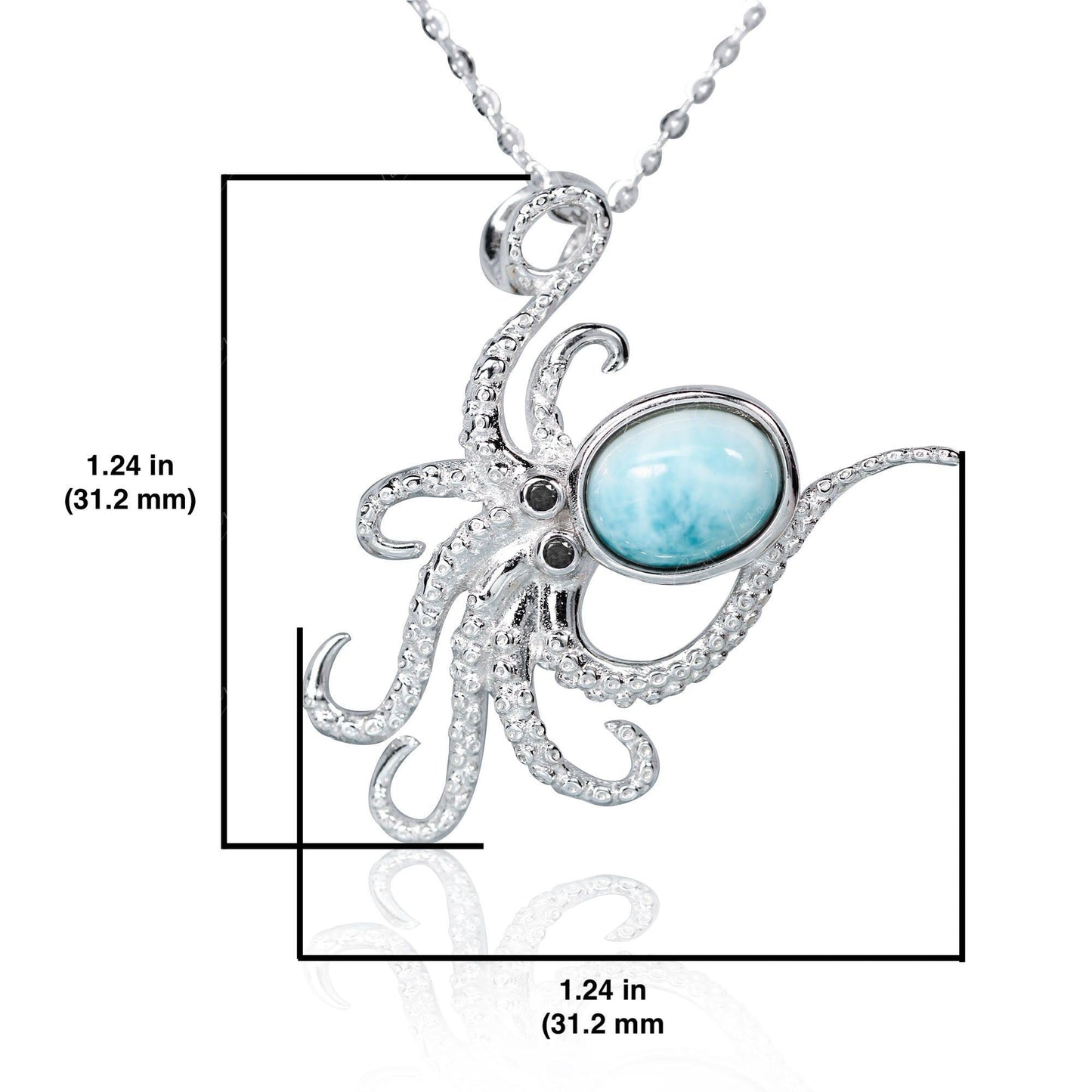 Octopus Larimar sterling silver pendant necklace