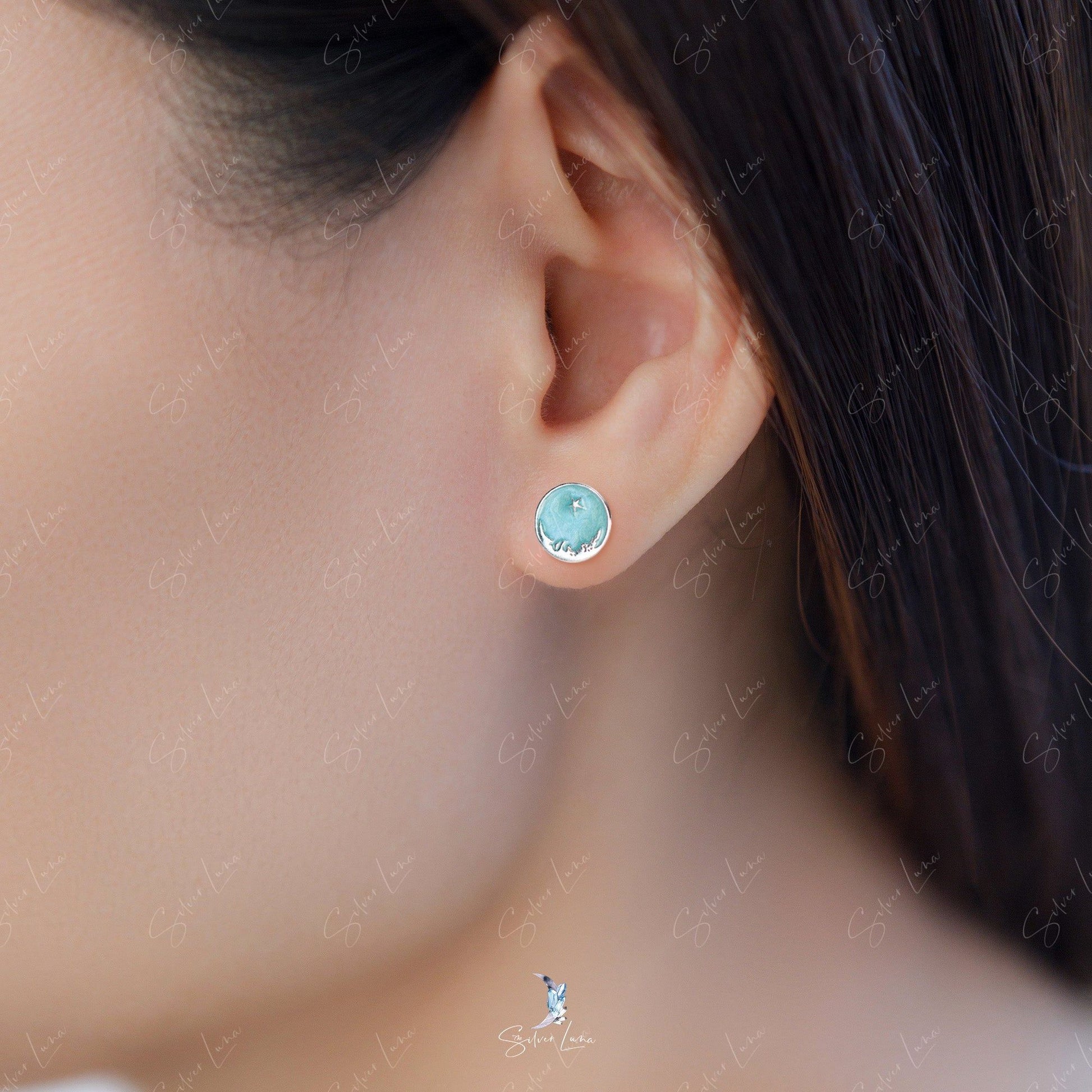starry sky stud earrings