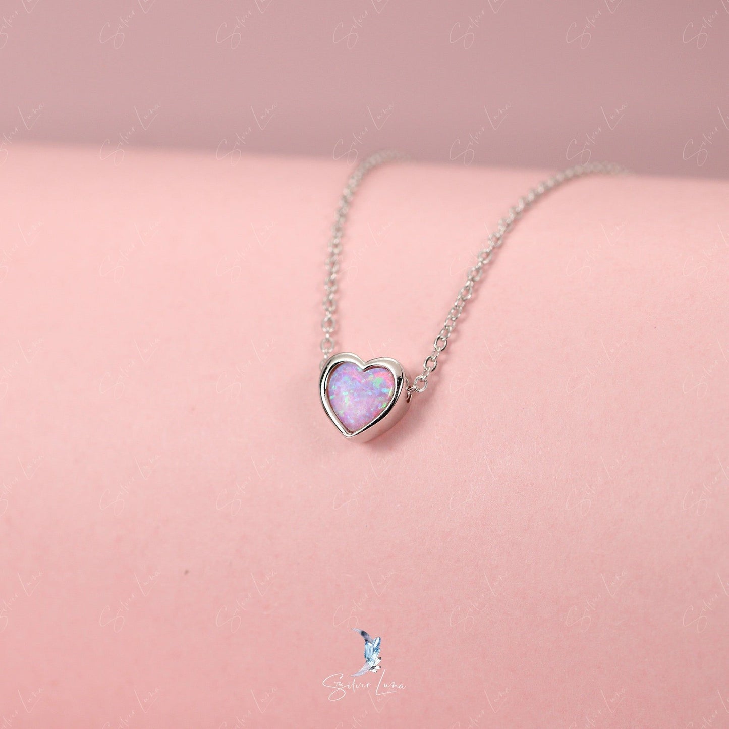 opal heart necklace