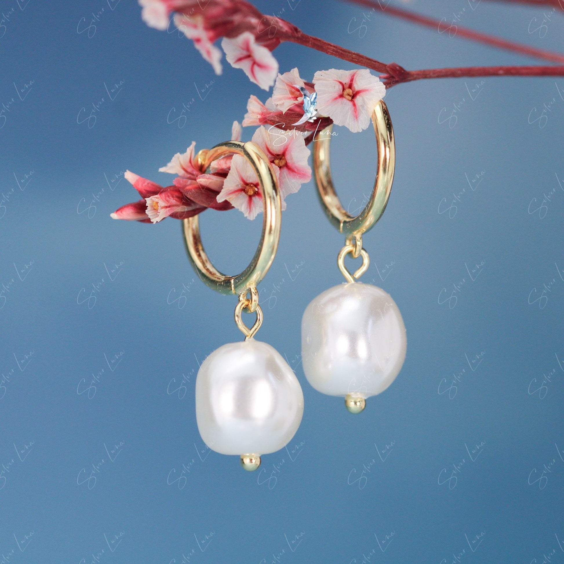 pearl hoop earrings