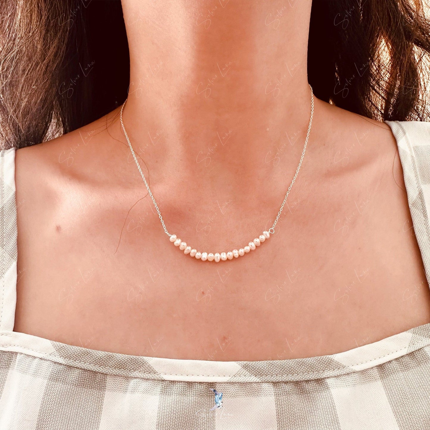 Tiny freshwater irregular pearl necklace