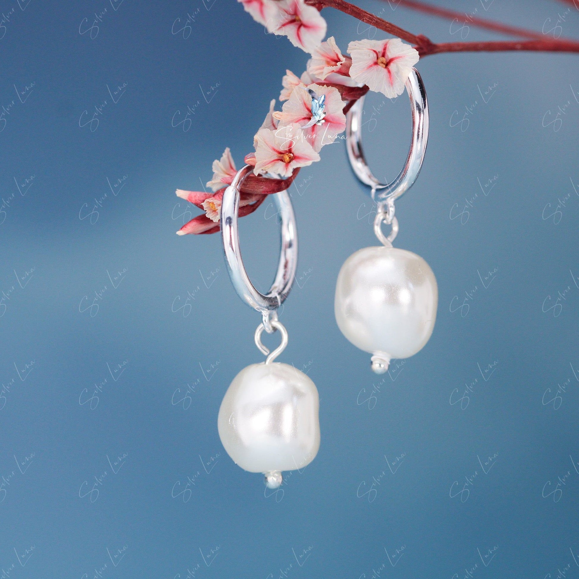 baroque pearl hoop earrings
