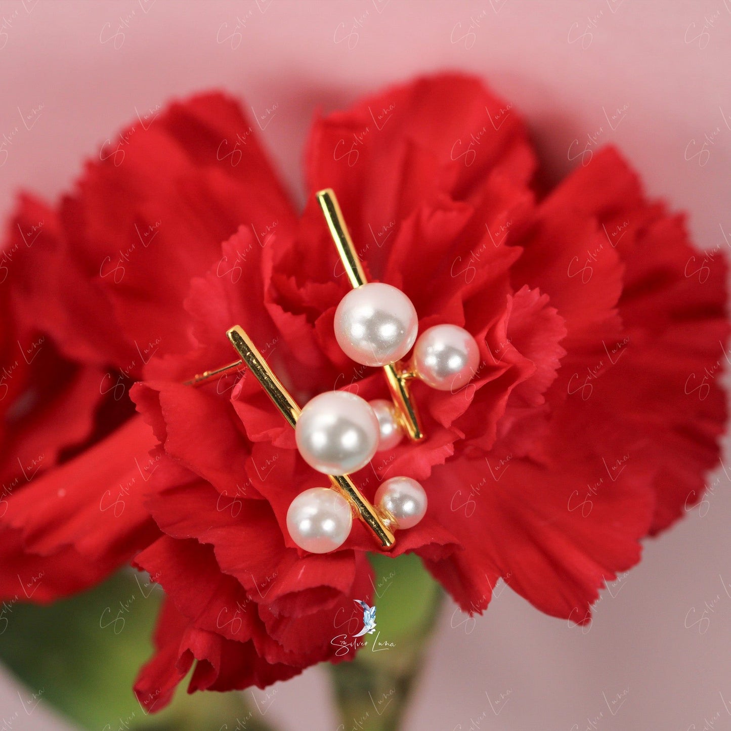 Pearls sterling silver stud earrings