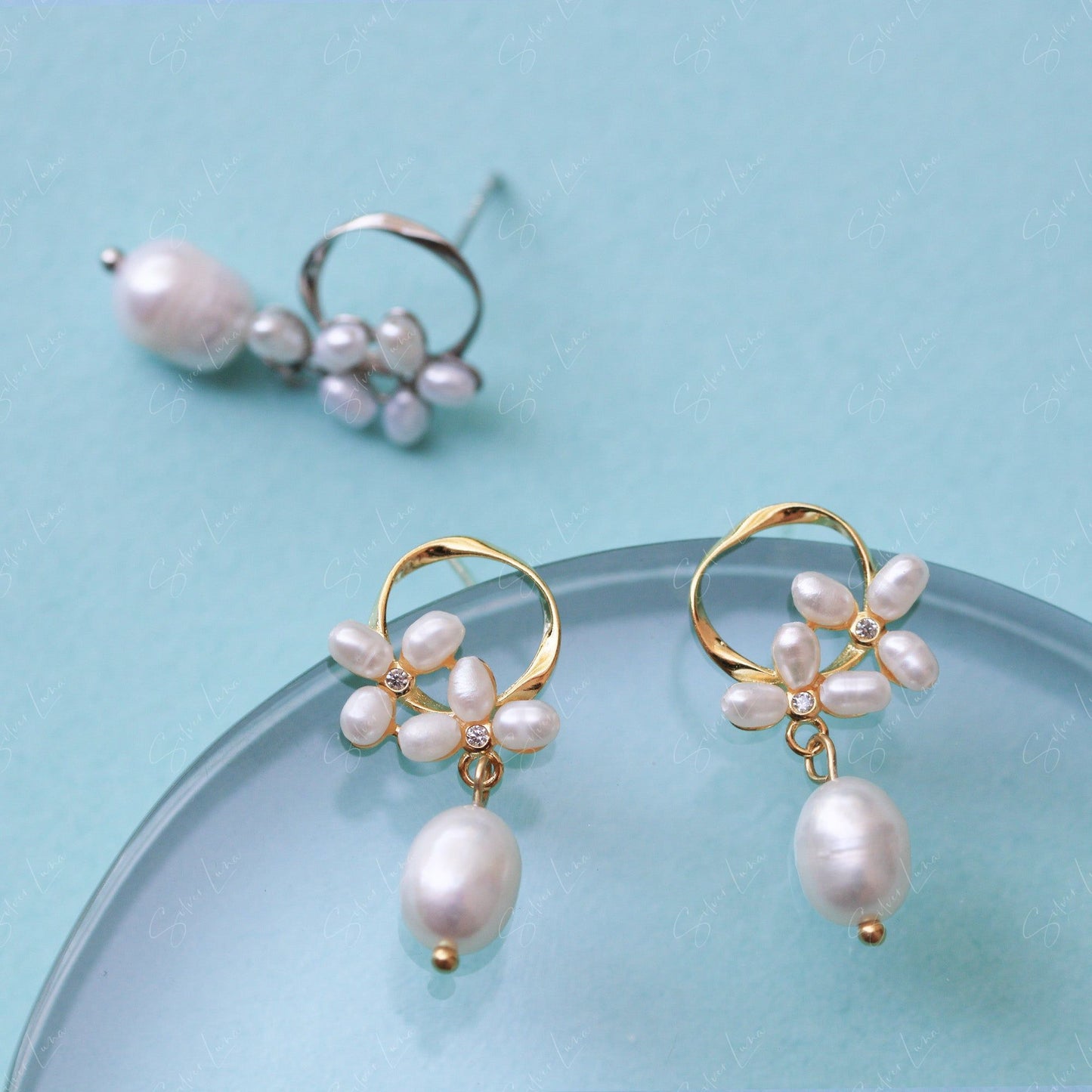 floral pearl drop earrings