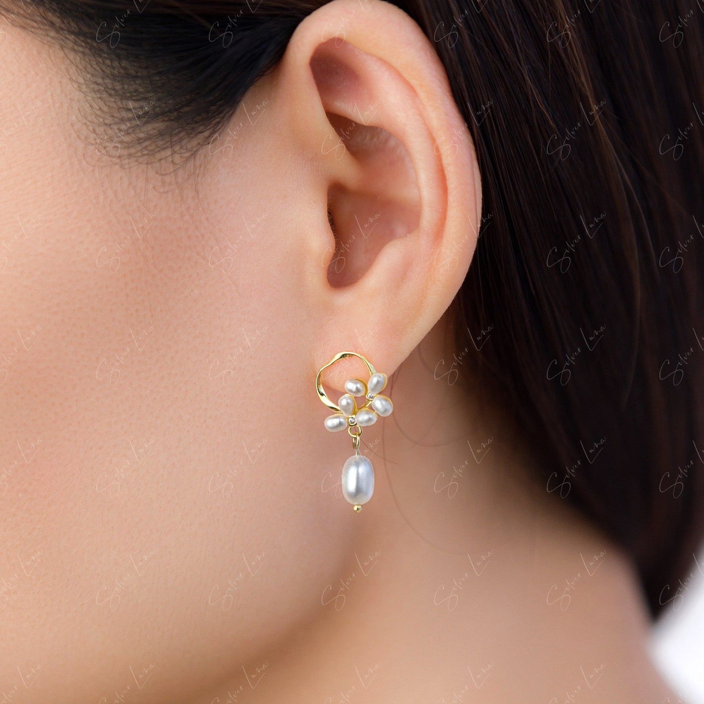 bridal pearl drop earrings