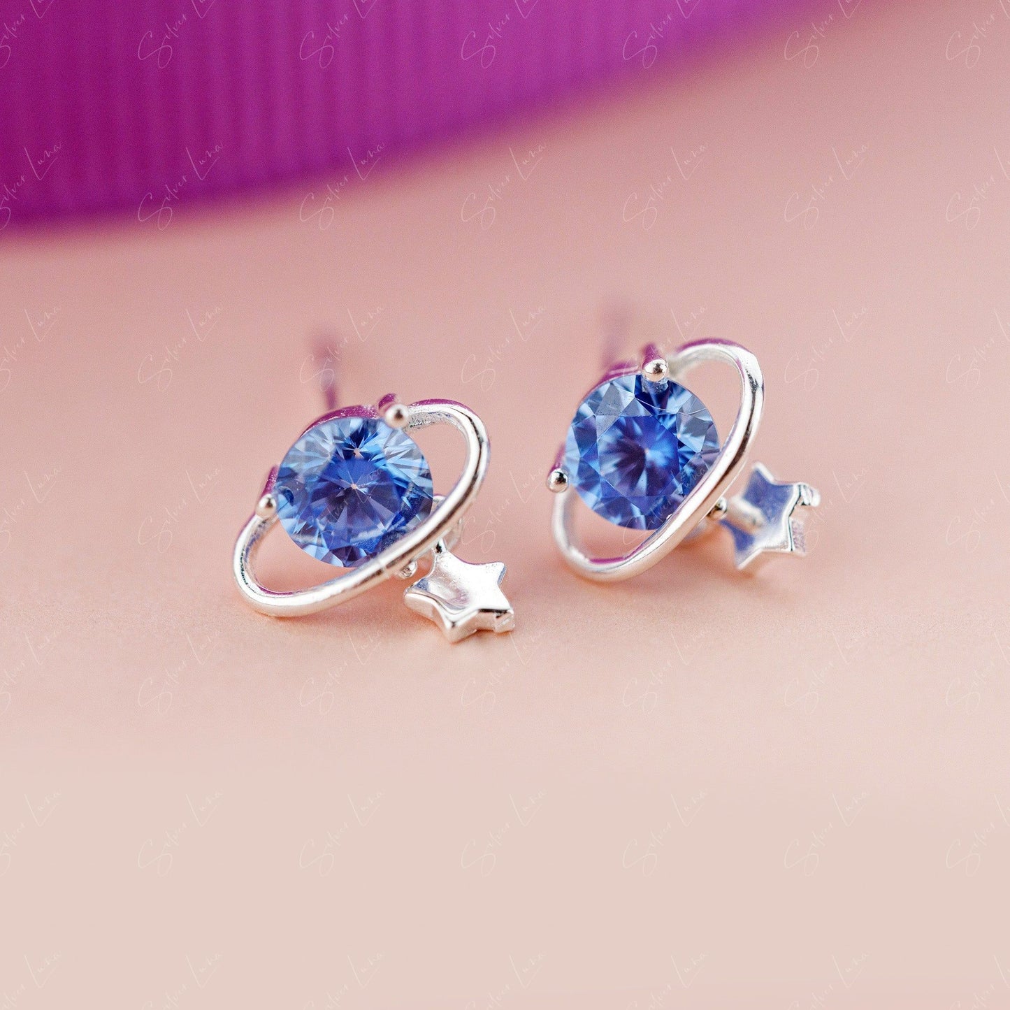 blue planet stud earrings