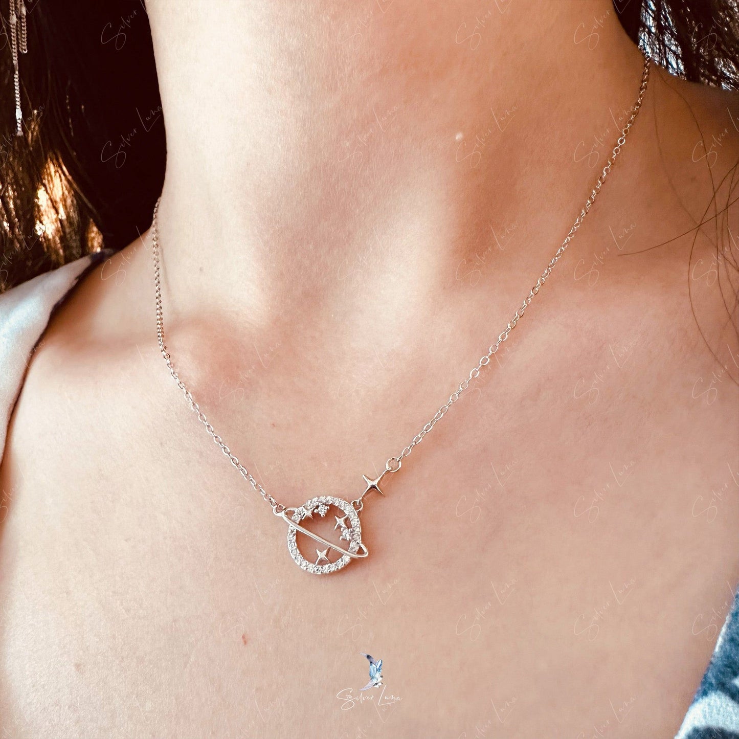 dainty planet necklace