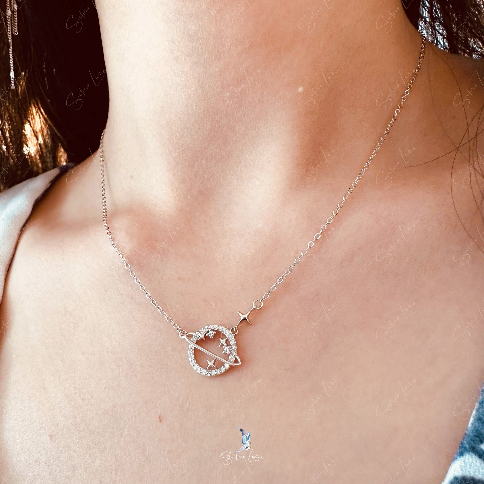 dainty planet necklace