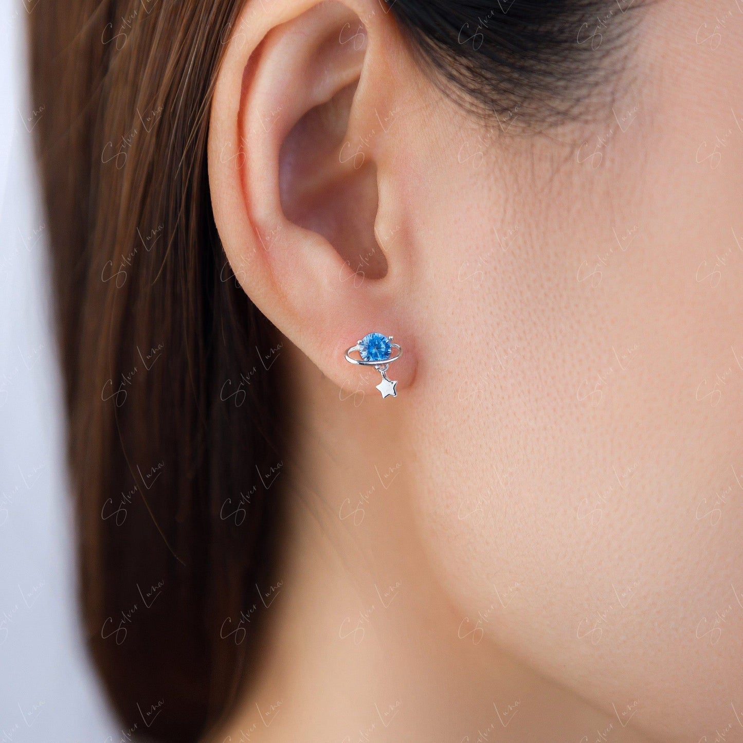 blue planet stud earrings