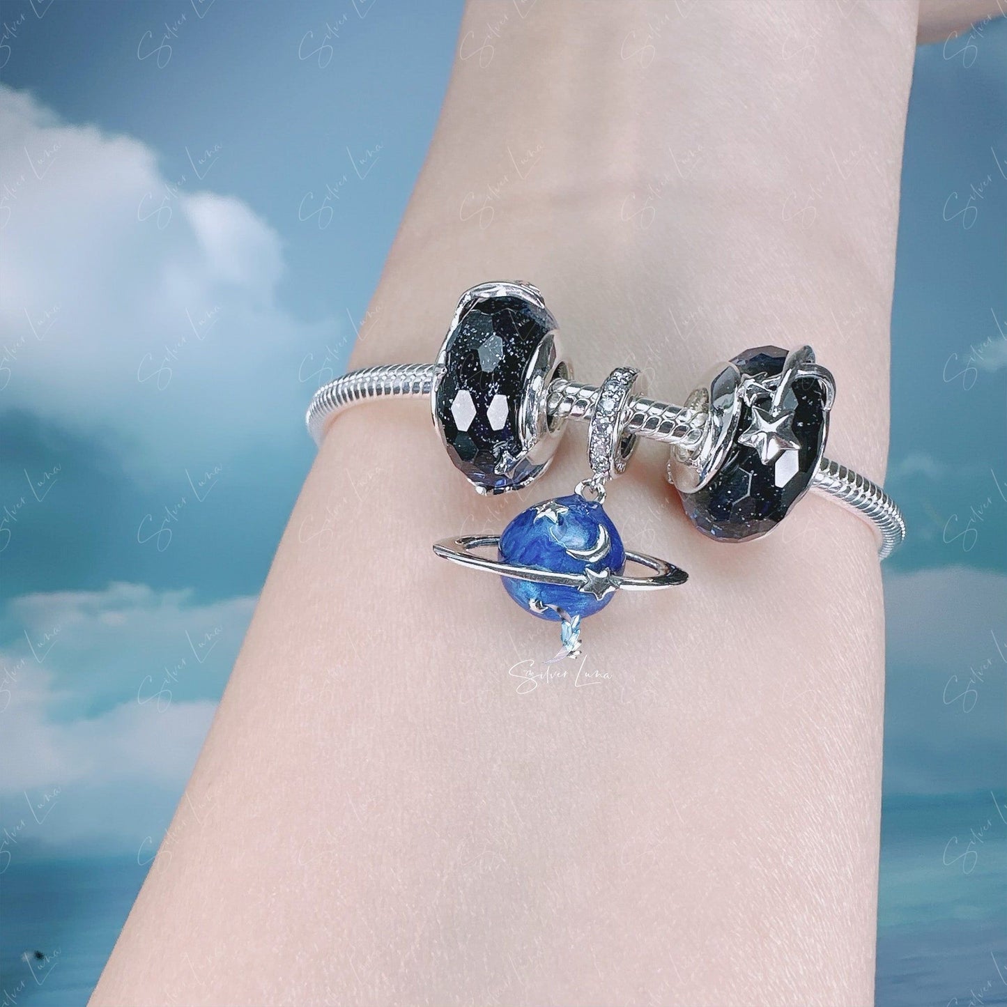 galaxy Murano glass bead charm