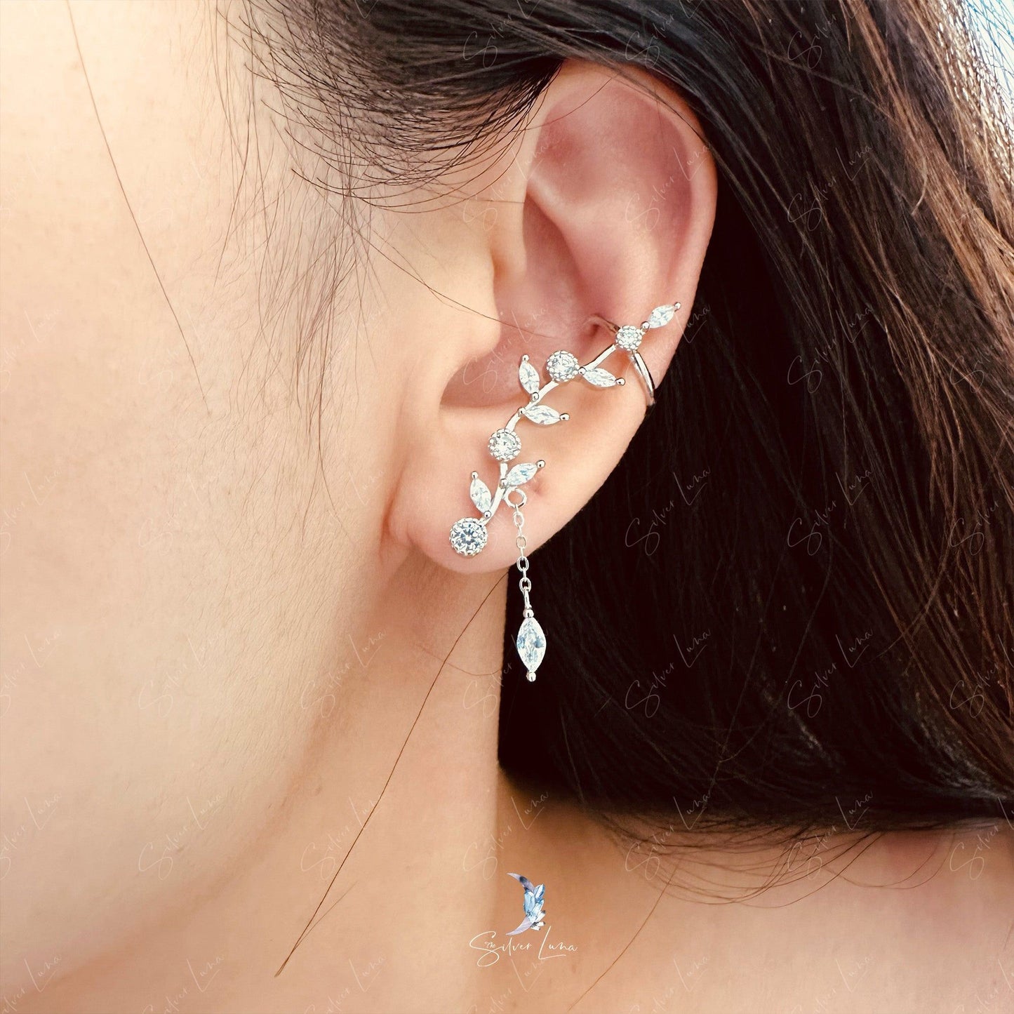 tree branch stud earrings ear cuffs