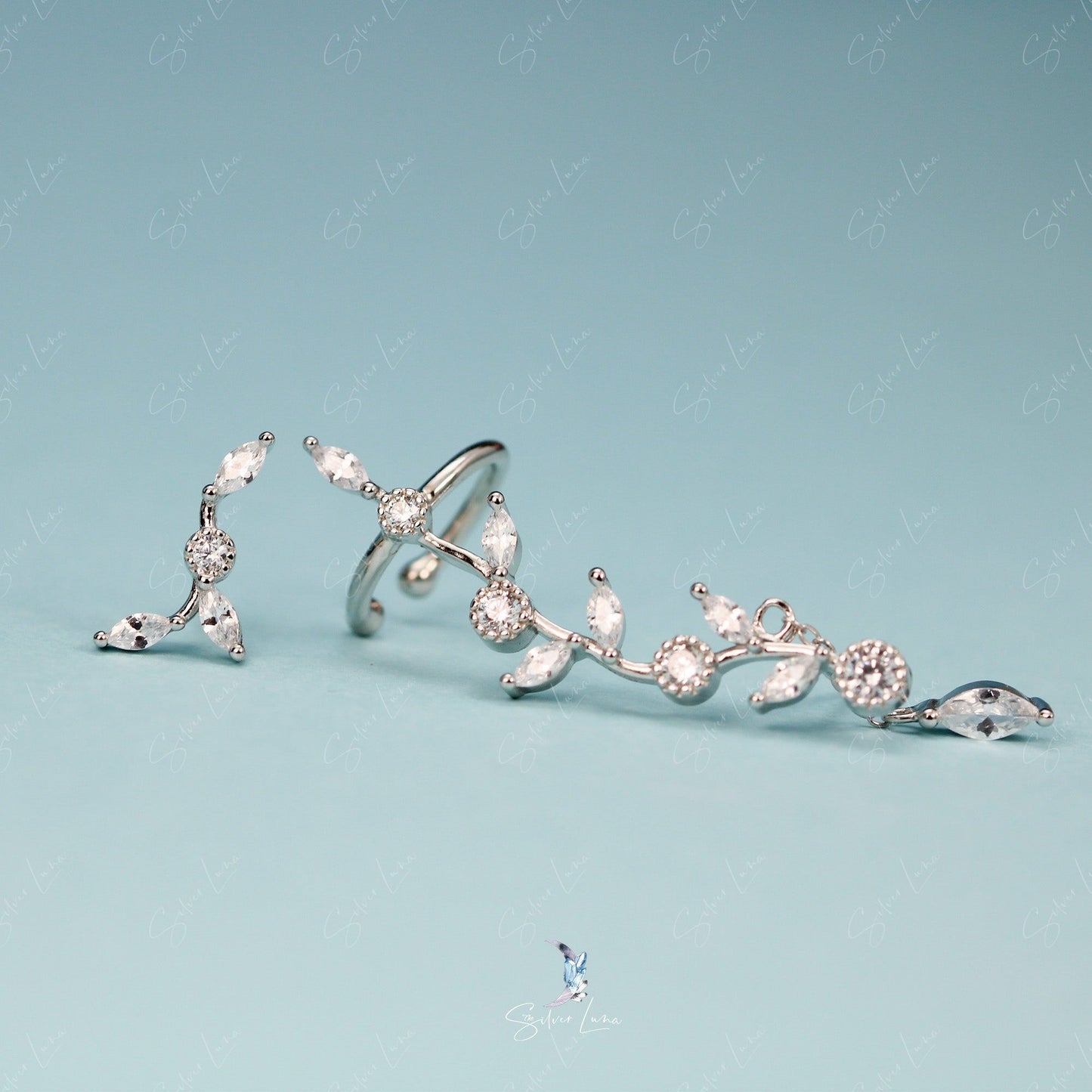 plump tree branch silver earrings