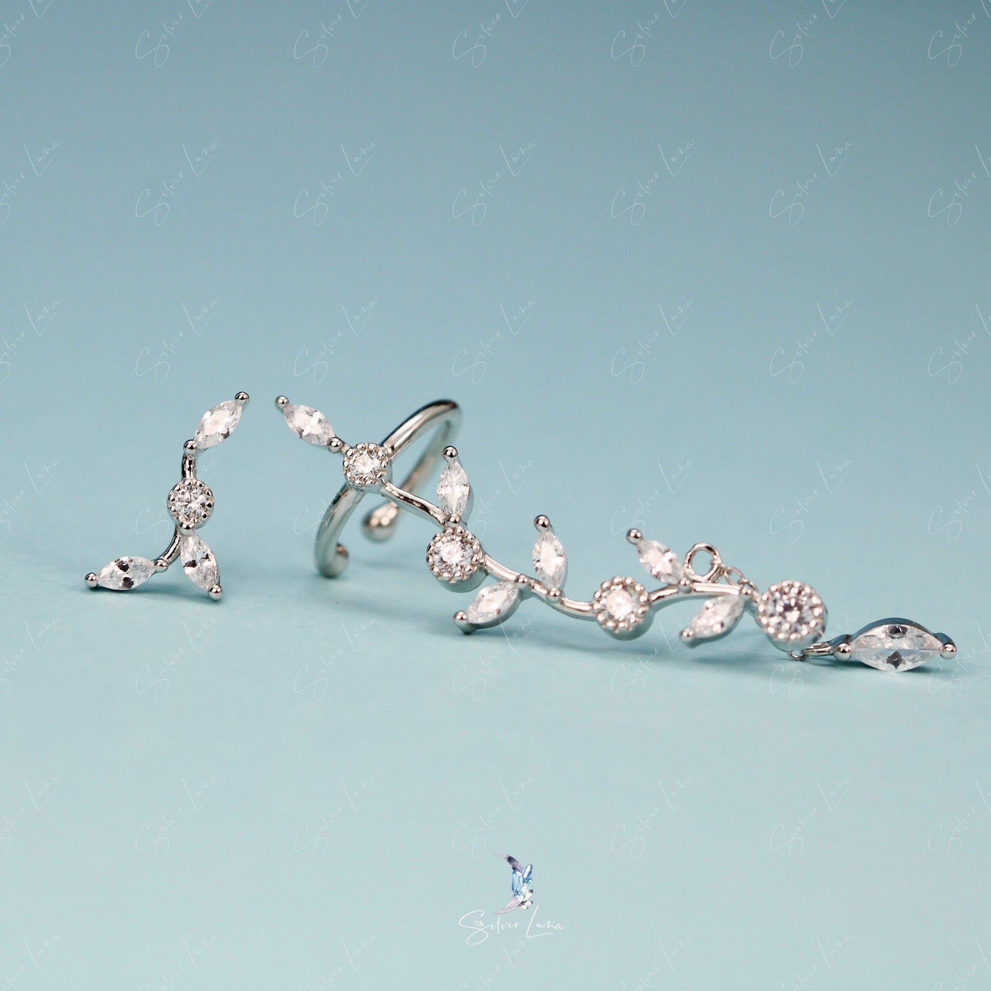 plump tree branch silver earrings