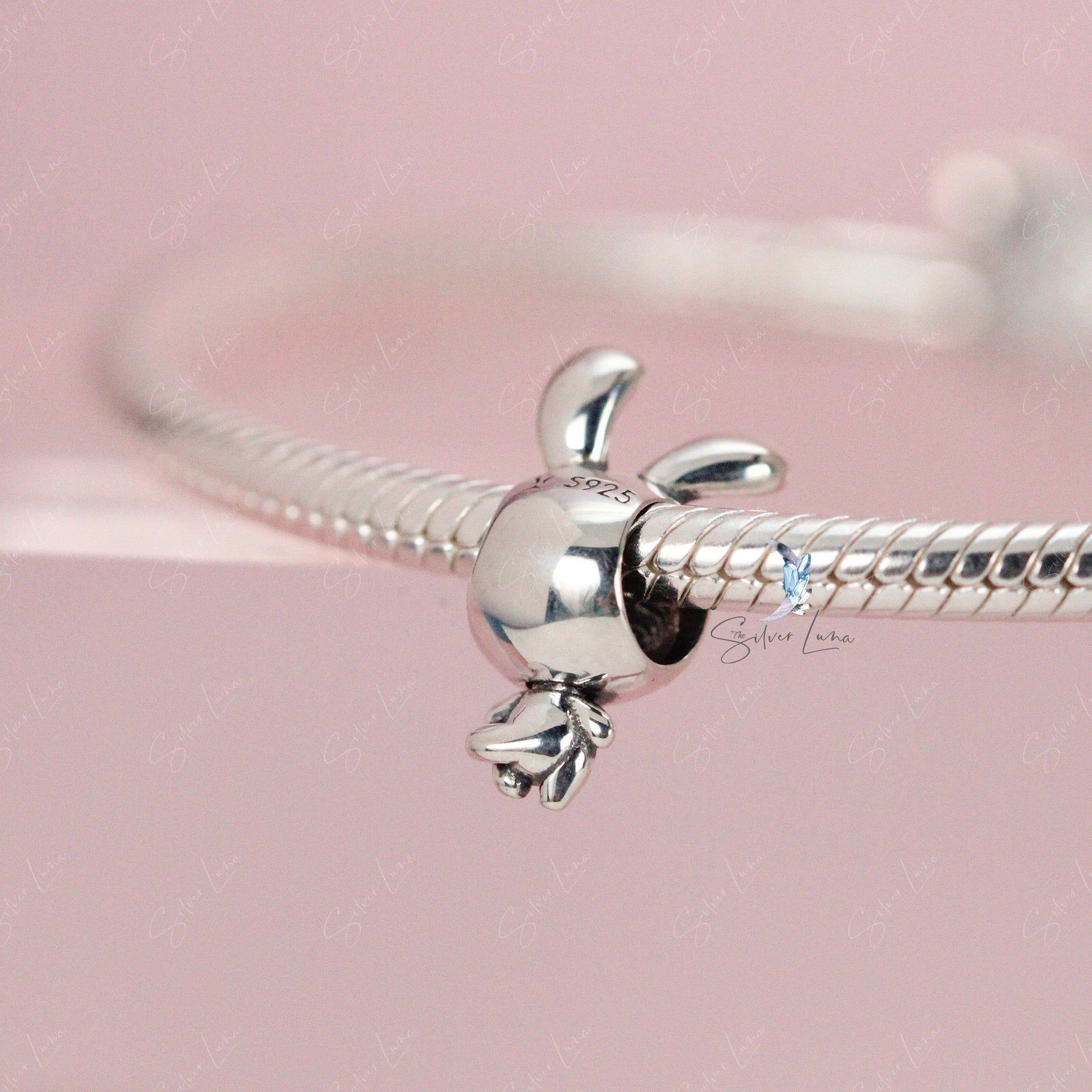 silver rabbit bead charm