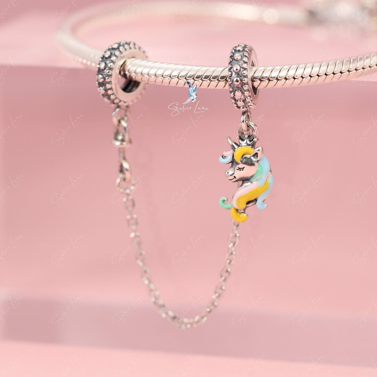 rainbow unicorn safety chain for bracelet